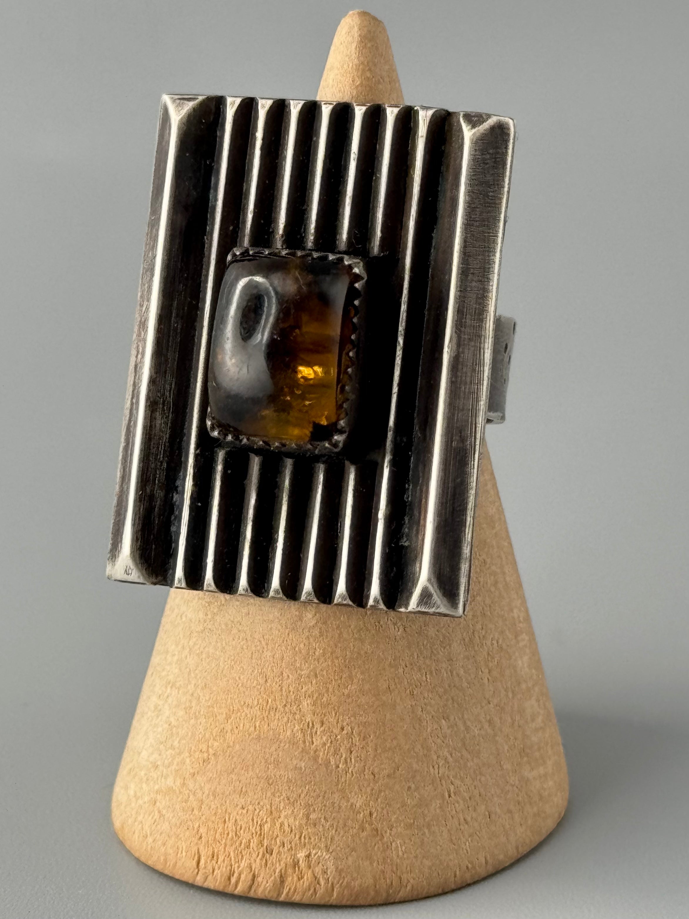 •TALISMAN• amber + silver ring (size 7.75)