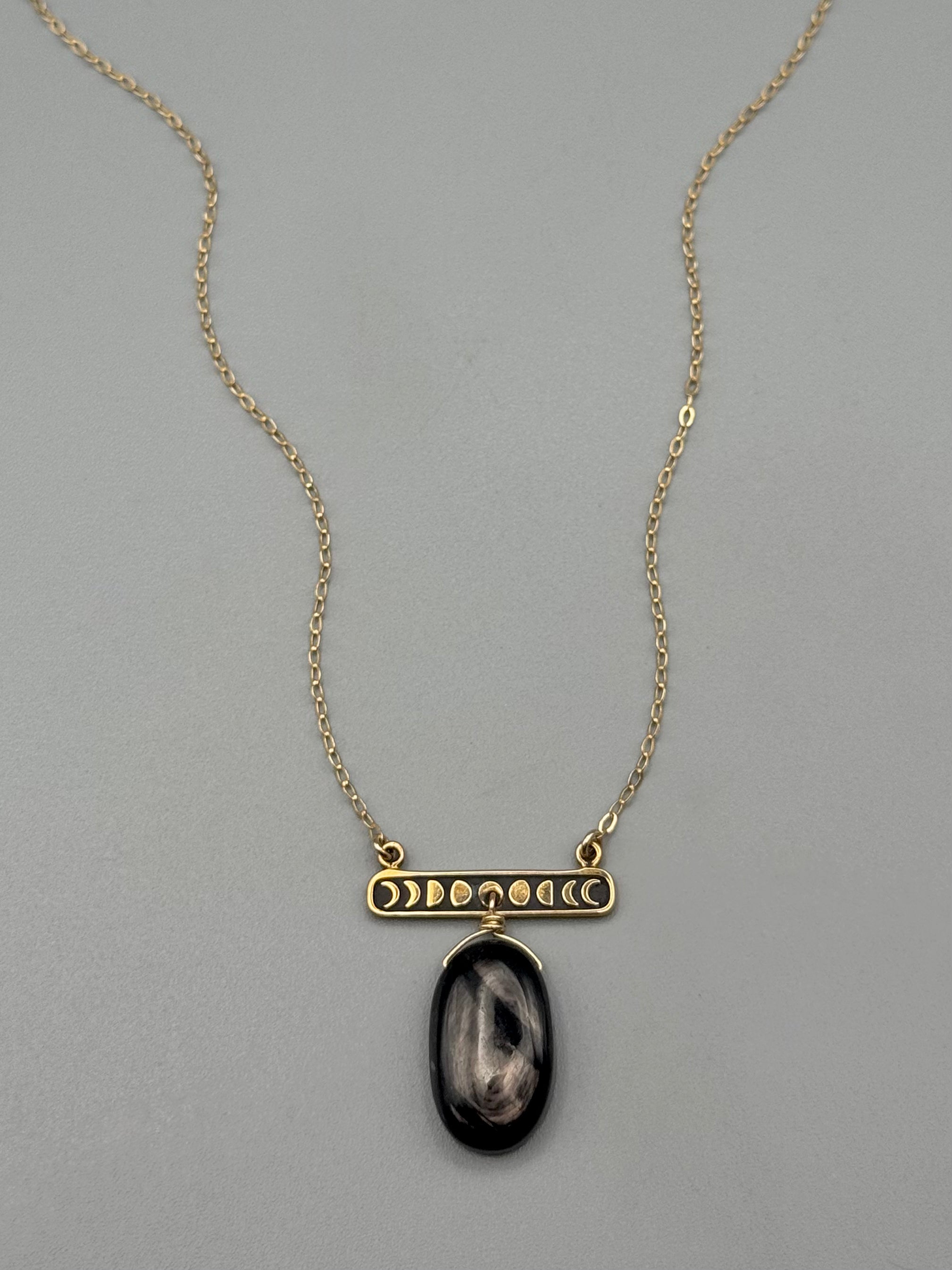 •NYX• hypersthene + gold necklace (17"-19" long)