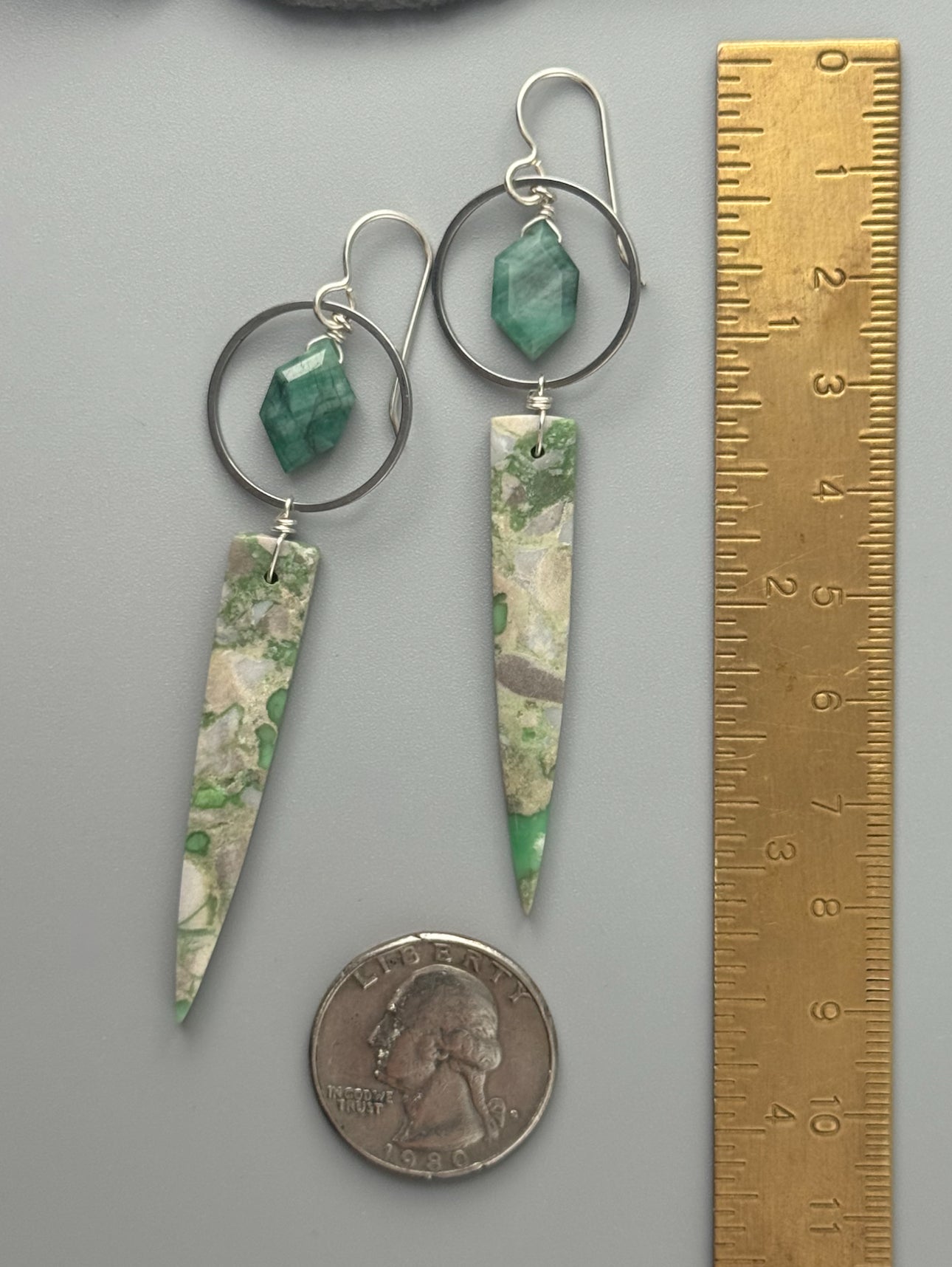 •LUNA• emerald + utah variscite silver earrings