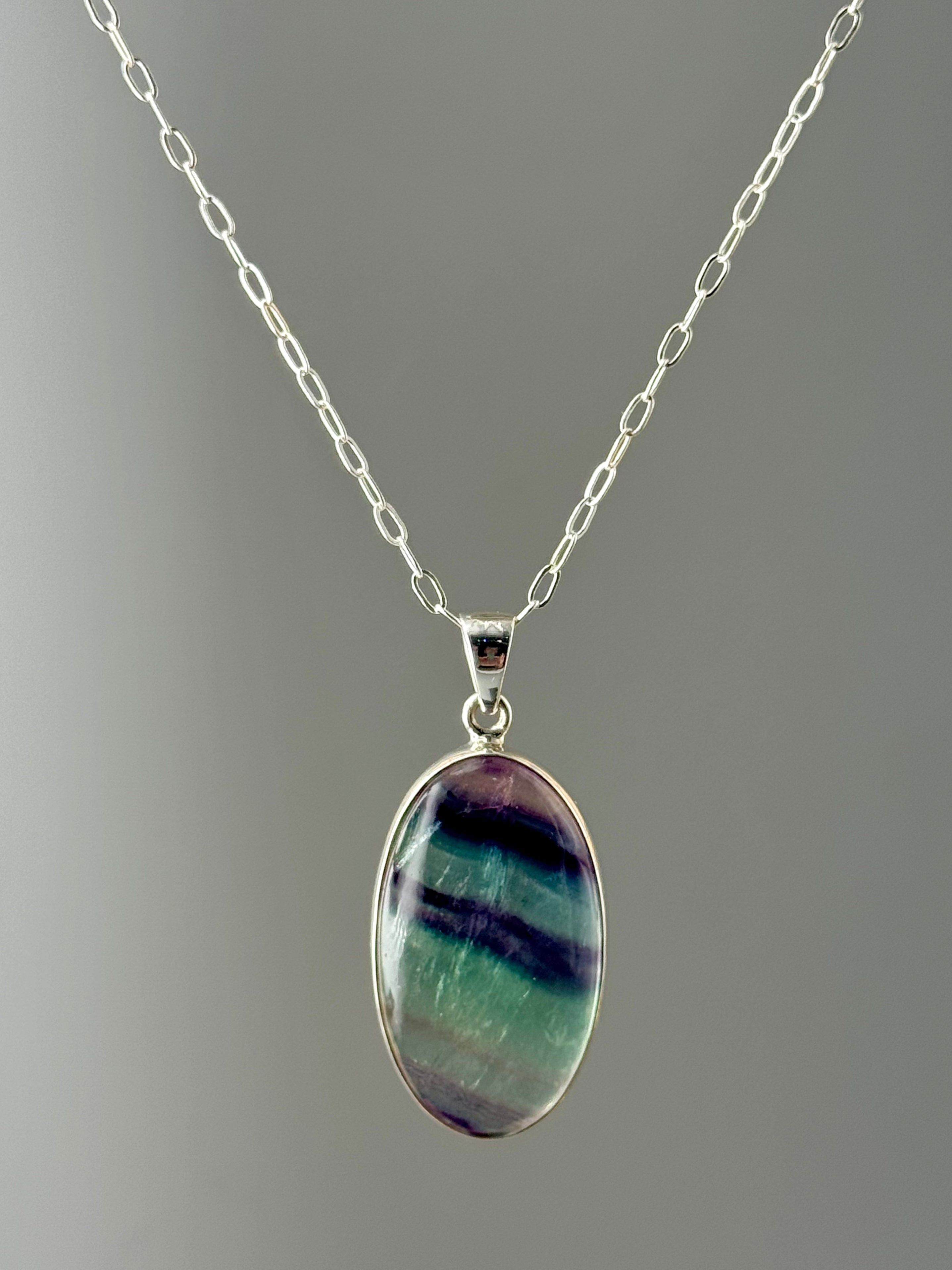 •FLUORITE OVAL - 4• sterling silver pendant