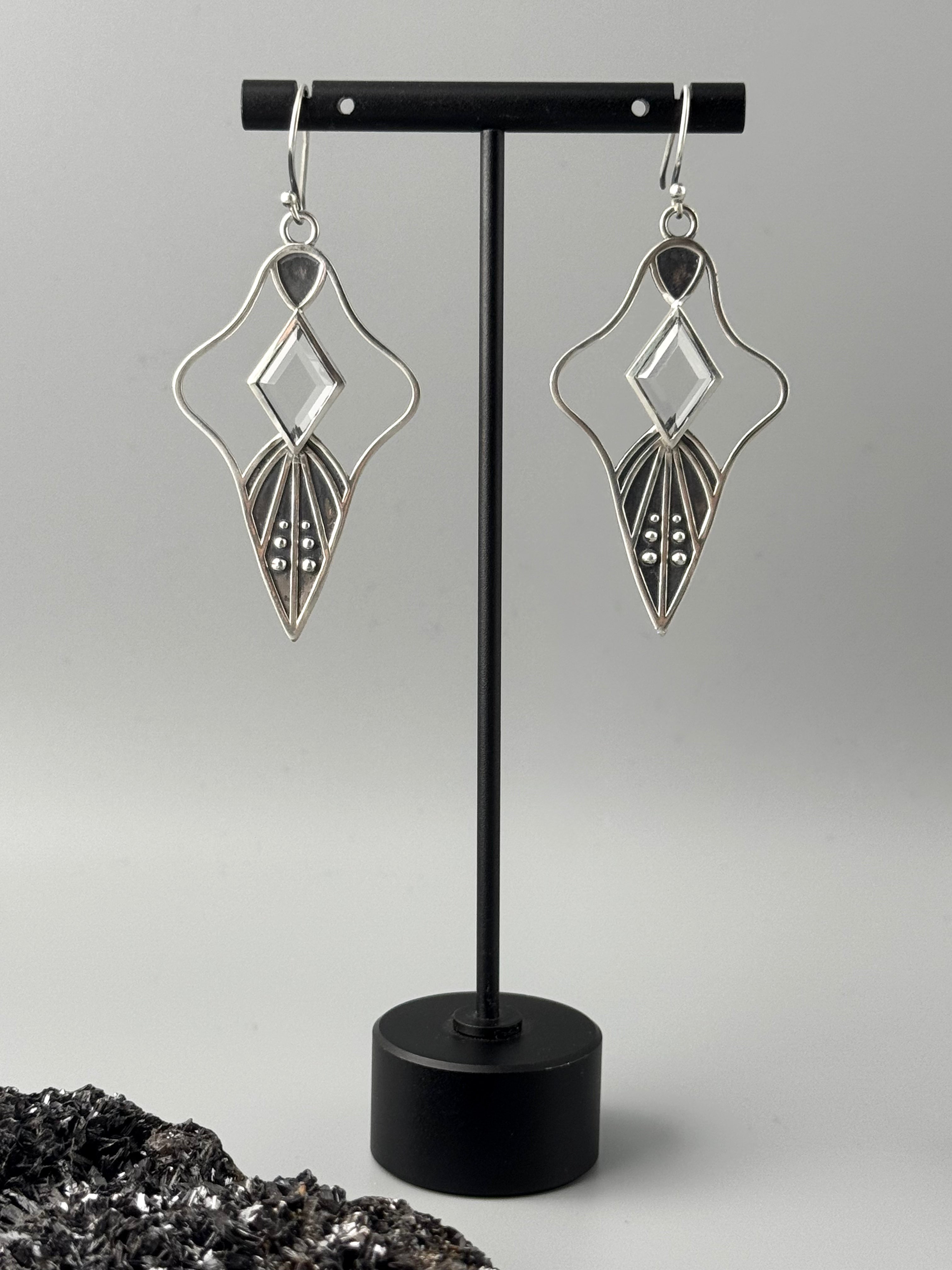 •MIND'S EYE• quartz + silver dangle earrings