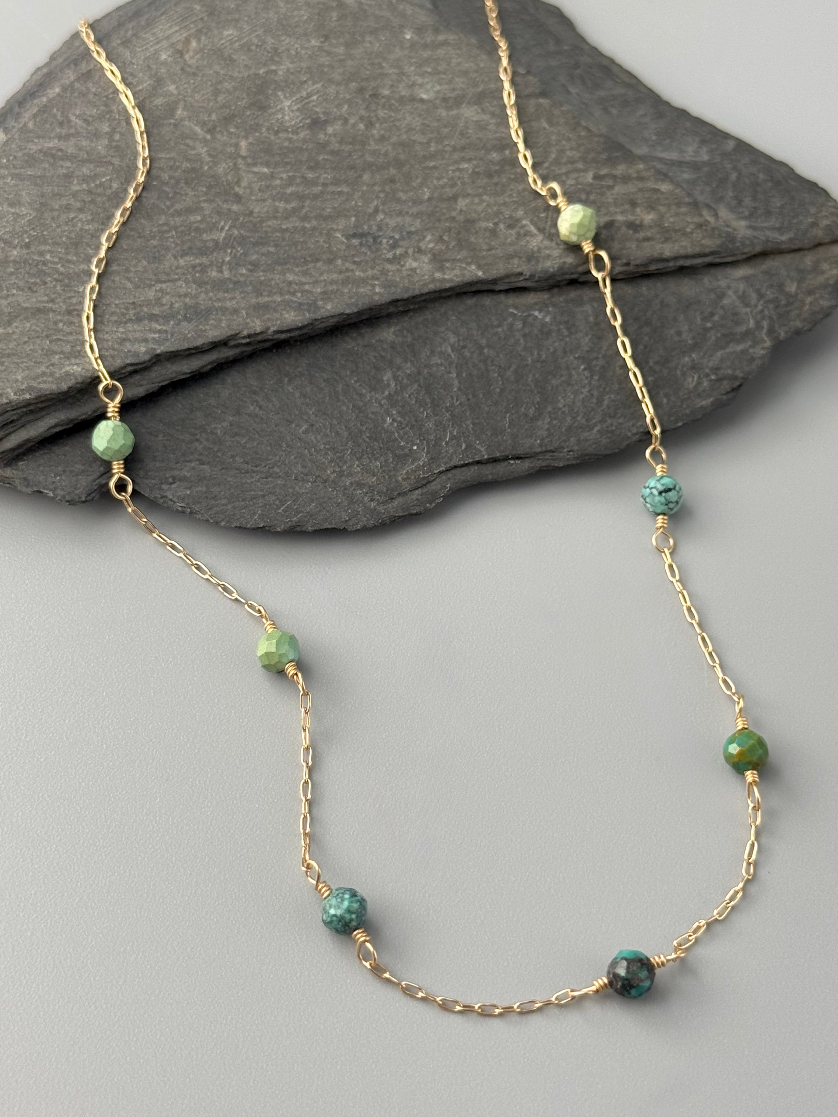 •DRAGON SKIN TURQUOISE• gold necklace (14" - 16" long)