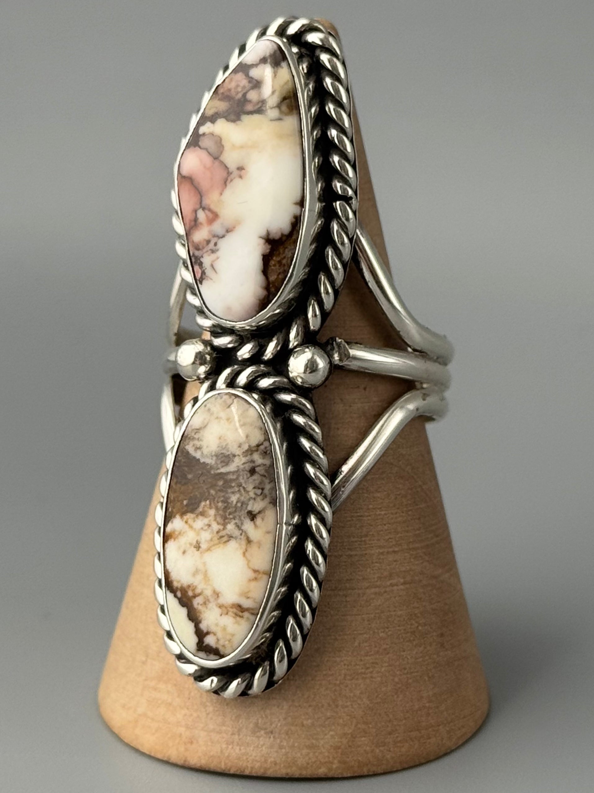 •WILD HORSE JASPER - NAAKI• Navajo silver ring (size 9.5)