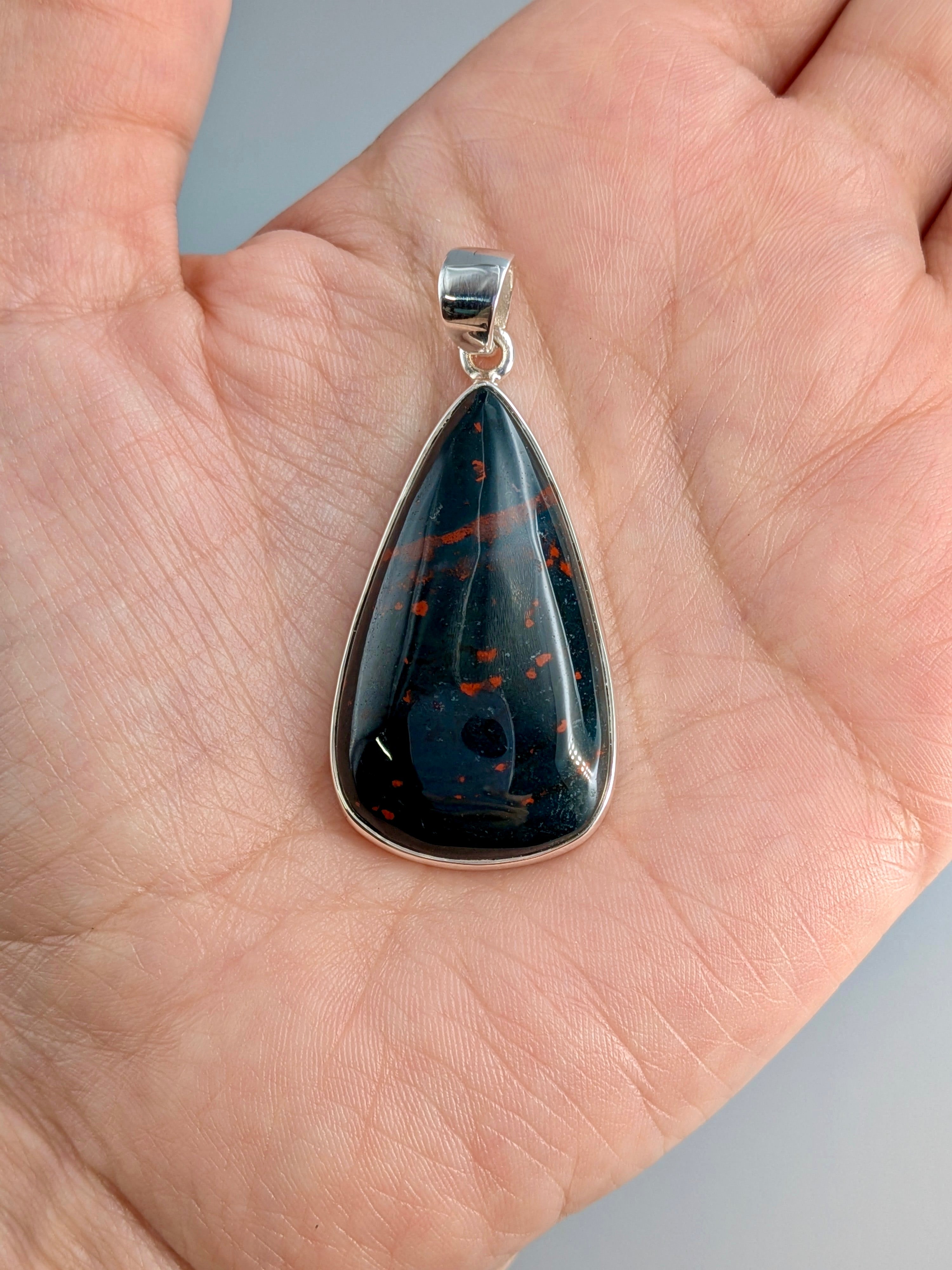 •BLOODSTONE TEARDROP - 2• sterling silver pendant