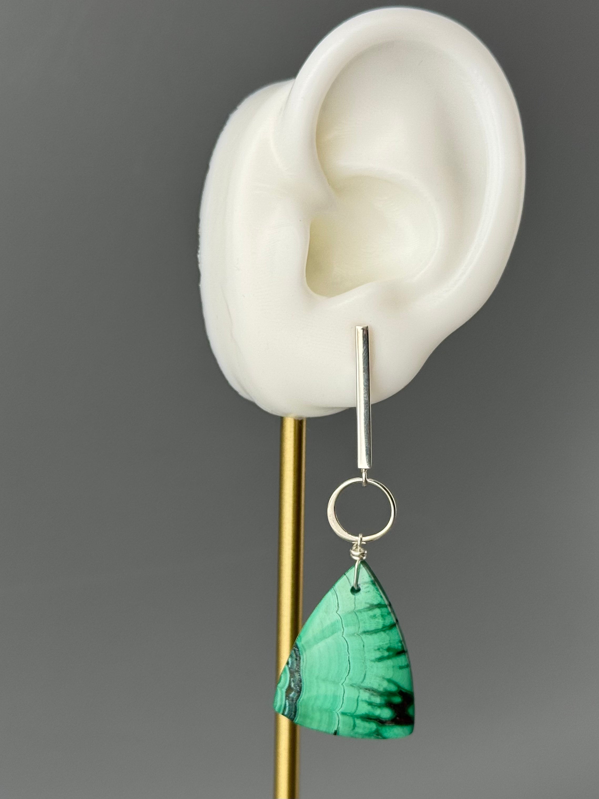 •DOT DASH• congolese malachite + silver post earrings