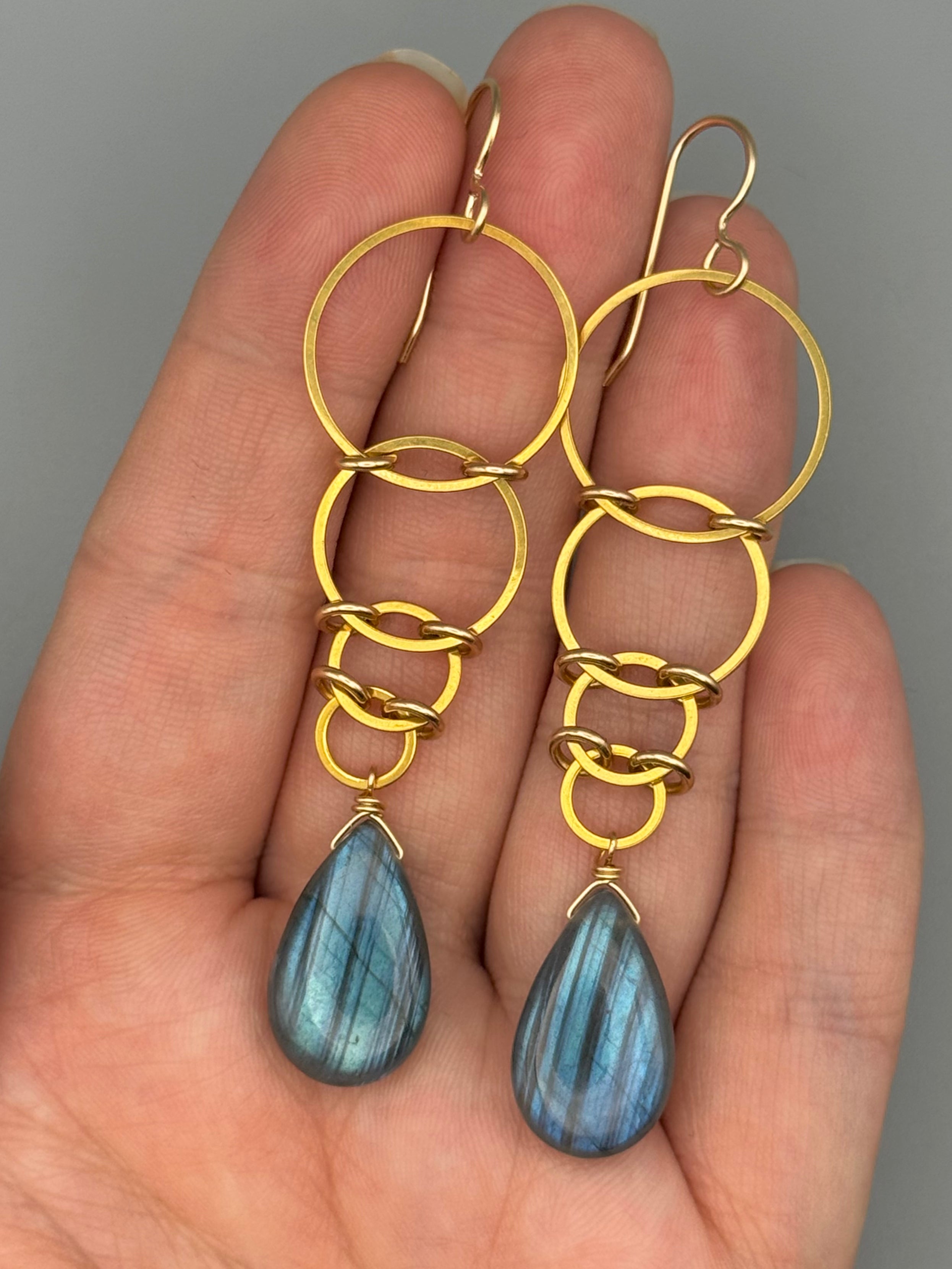 •EOWYN• labradorite tear + gold earrings