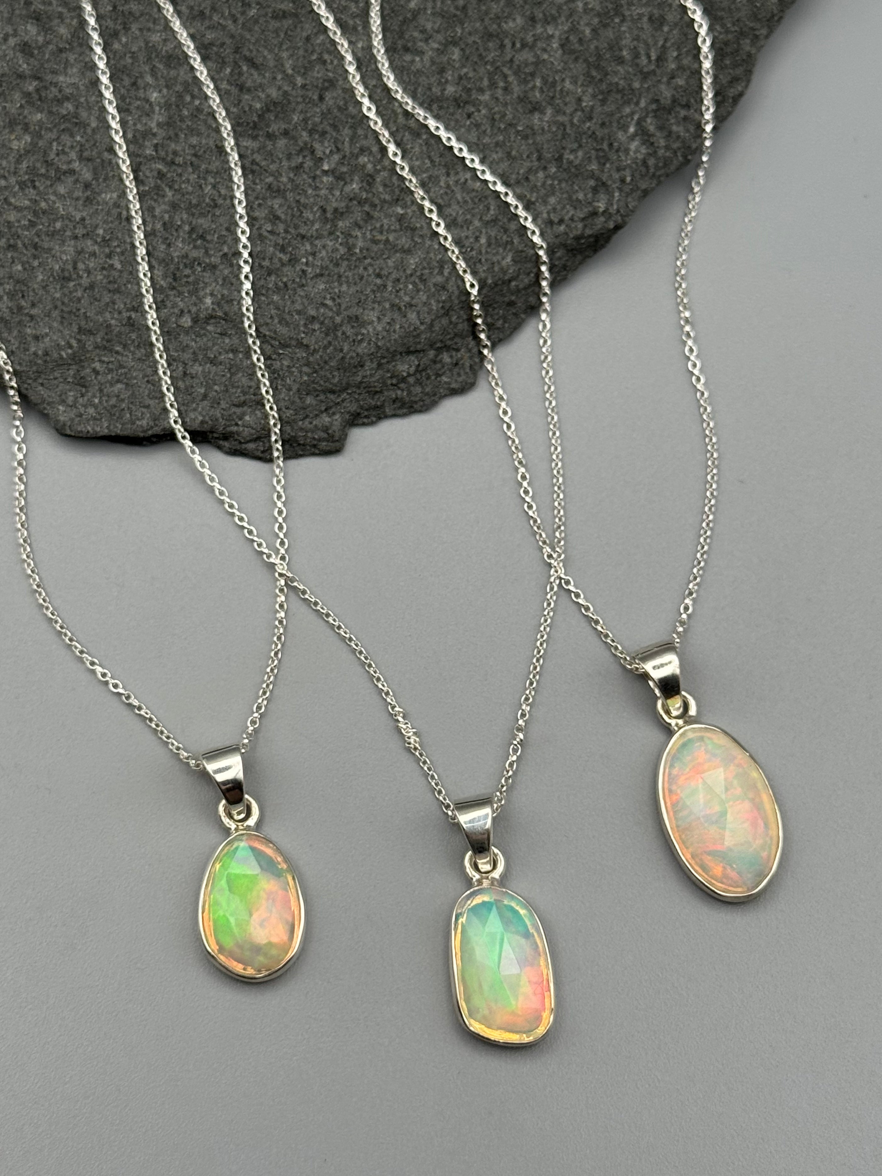 •ETHIOPIAN OPAL• sterling silver necklace (18" long)