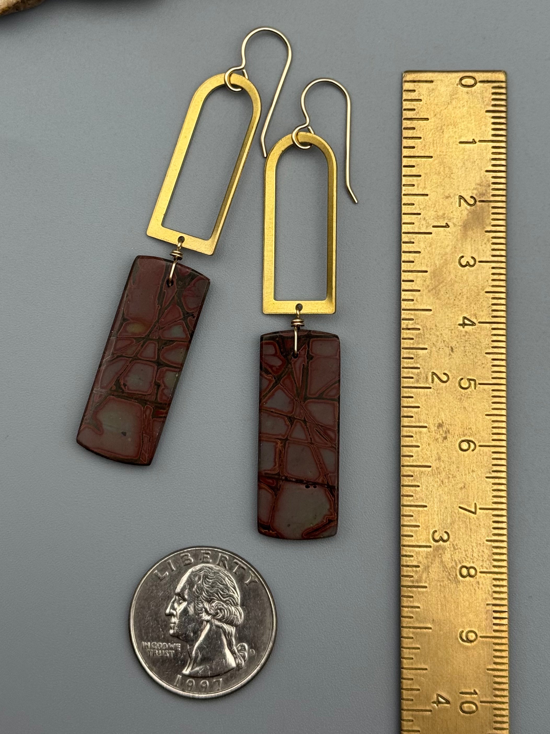 •PORTAL• red creek jasper tower + gold earrings