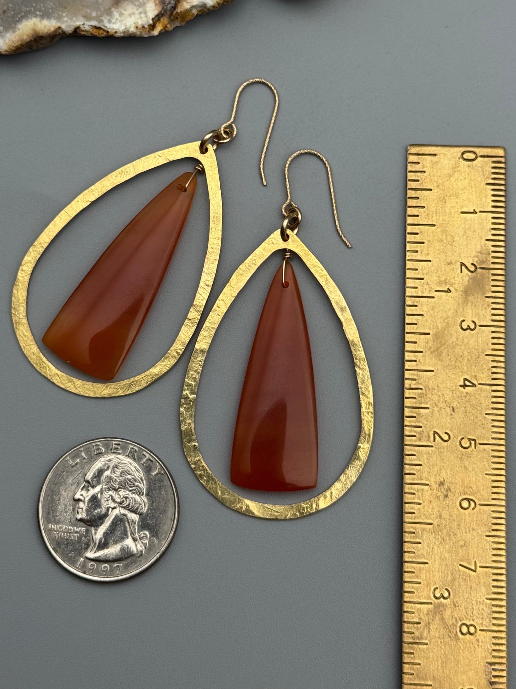 •DRIP DROP• carnelian + gold earrings
