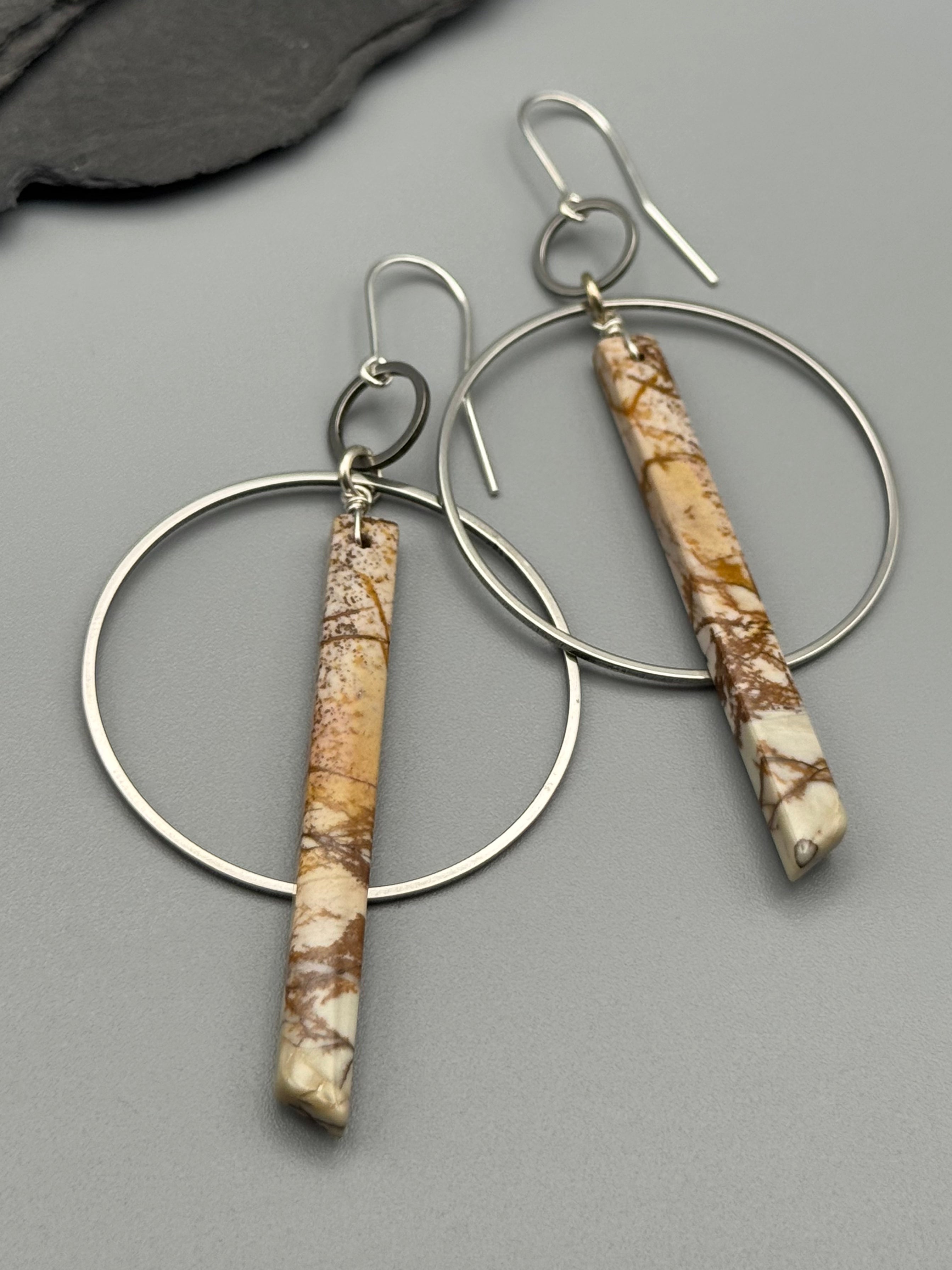 •EQUA-ORBIT• red creek jasper + silver earrings