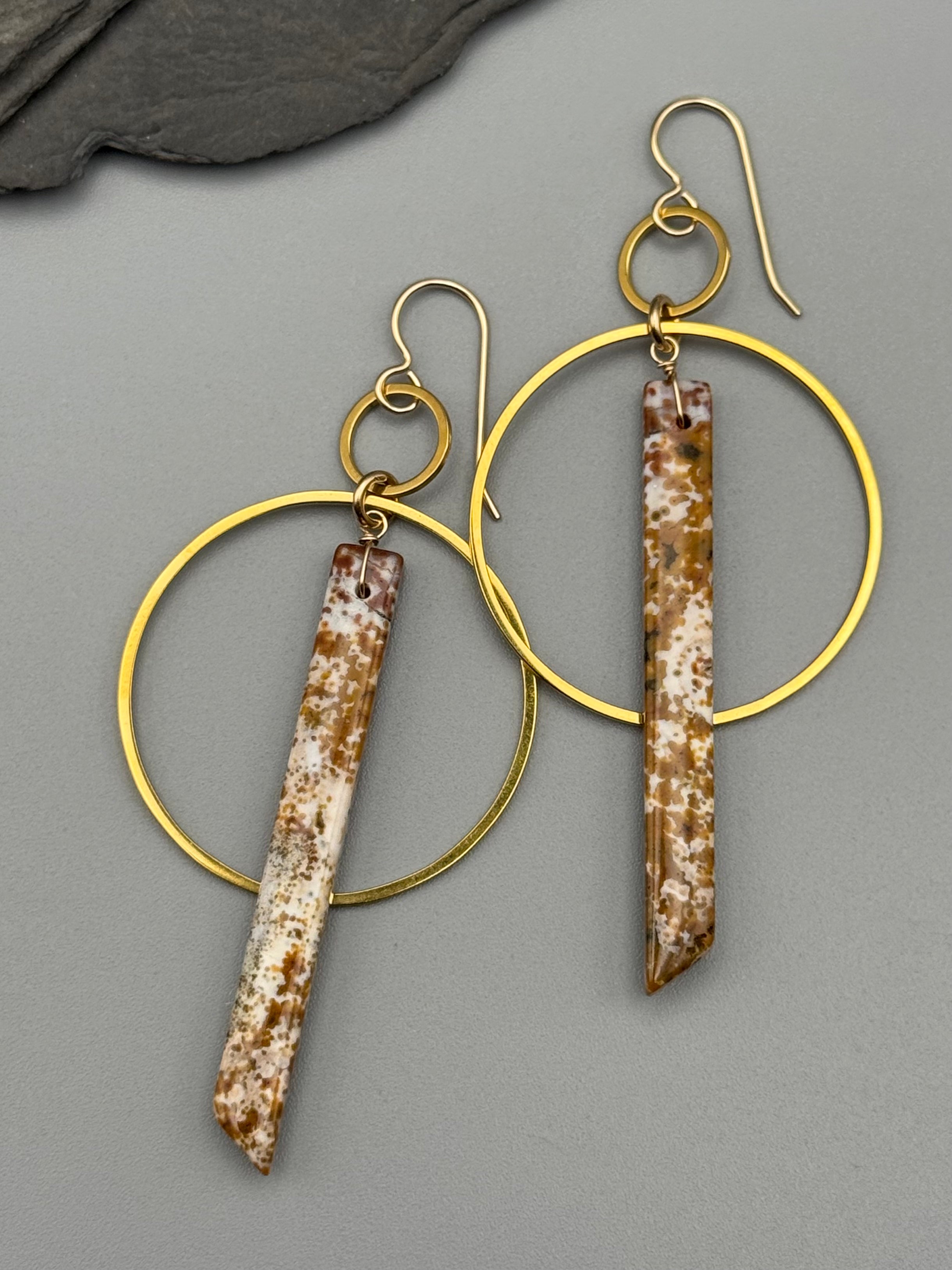 •EQUA-ORBIT• ocean jasper + gold earrings