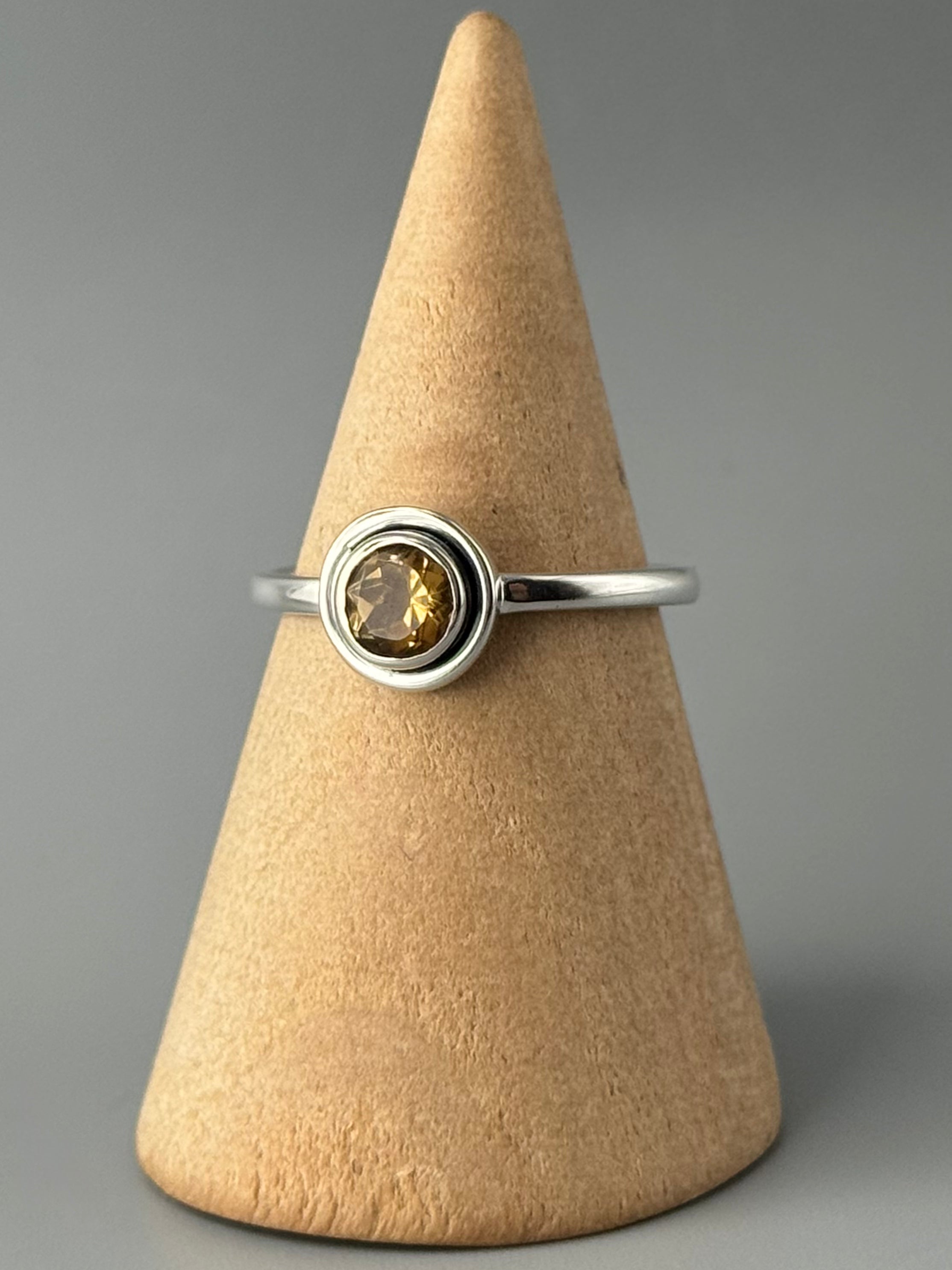 •CITRINE - ROUND• double bezel silver ring (various sizes)