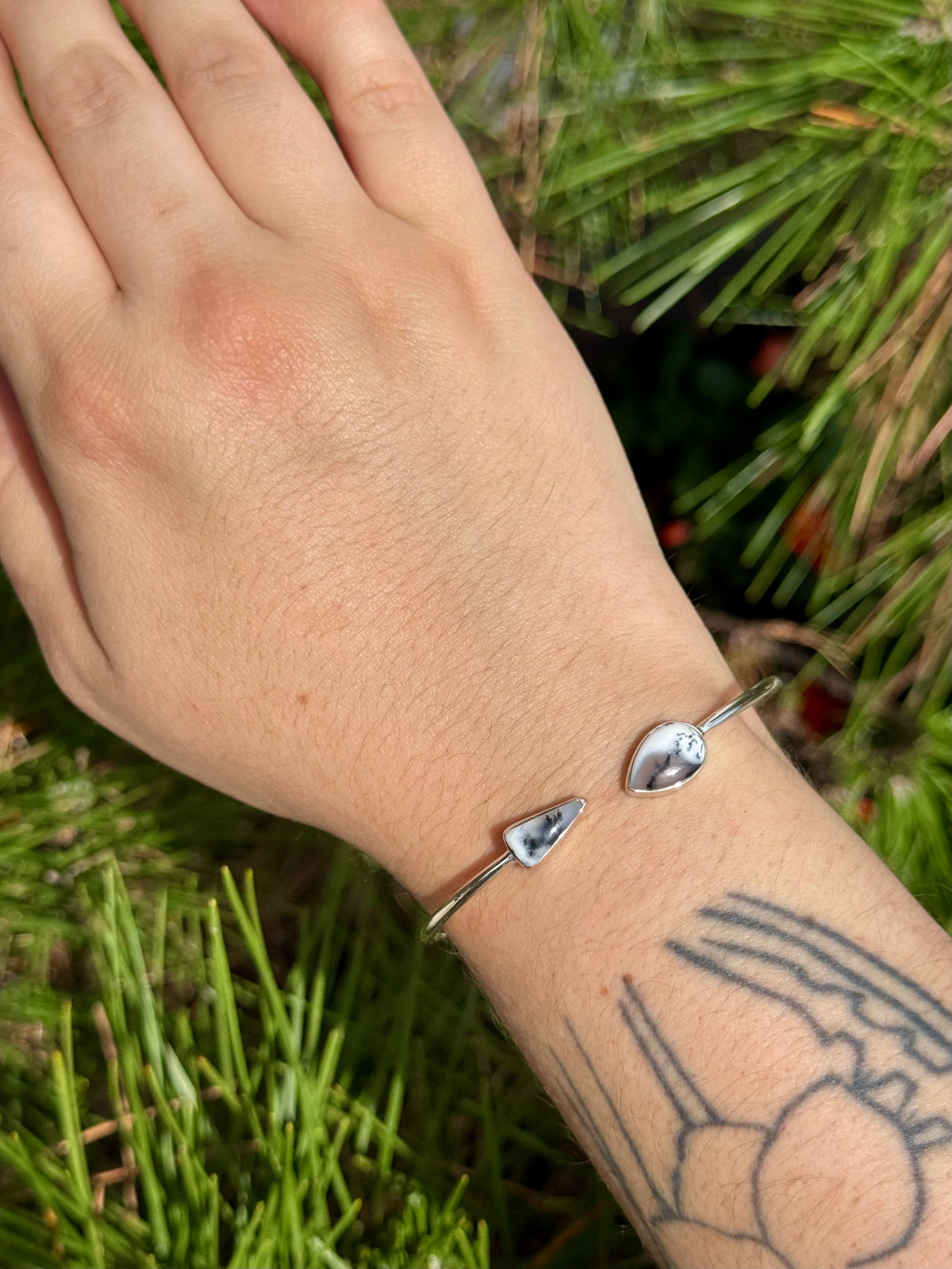 •FANG + TEAR• dendritic opal + silver twist-on cuff bracelet