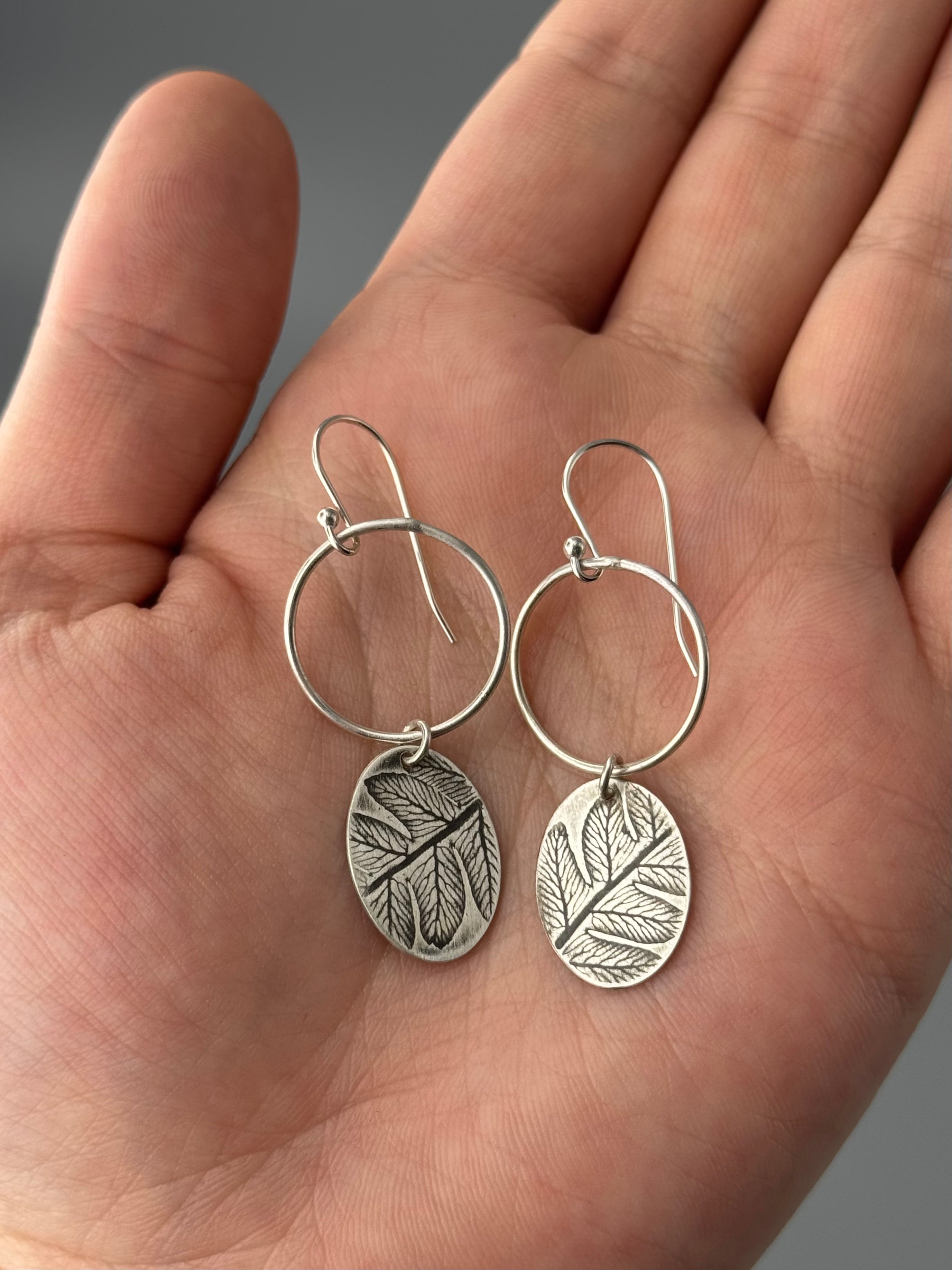 •FERN MOON• silver dangle earrings