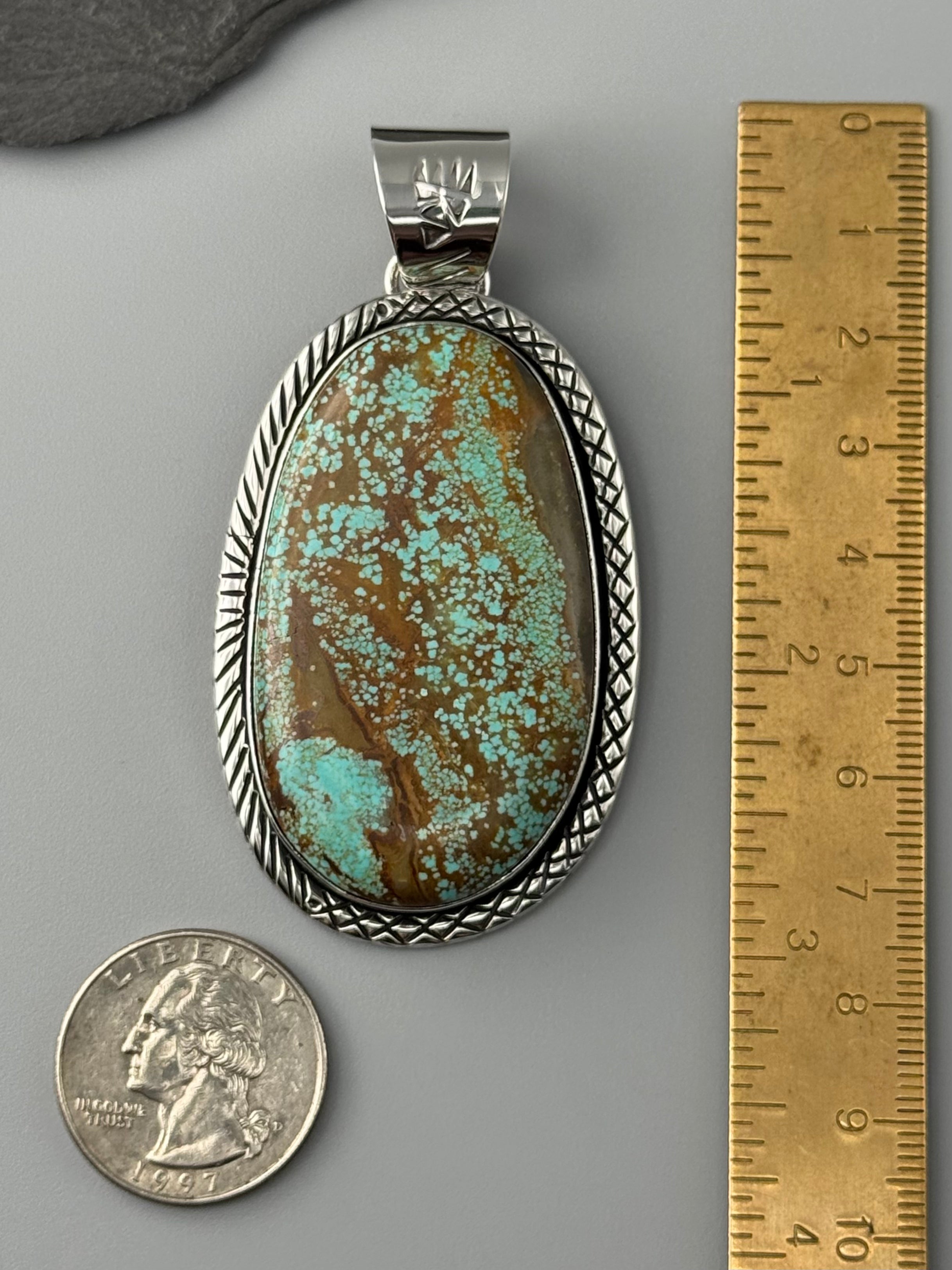 •#8 TURQUOISE - SNAKE WISDOM - 1• Navajo sterling silver pendant