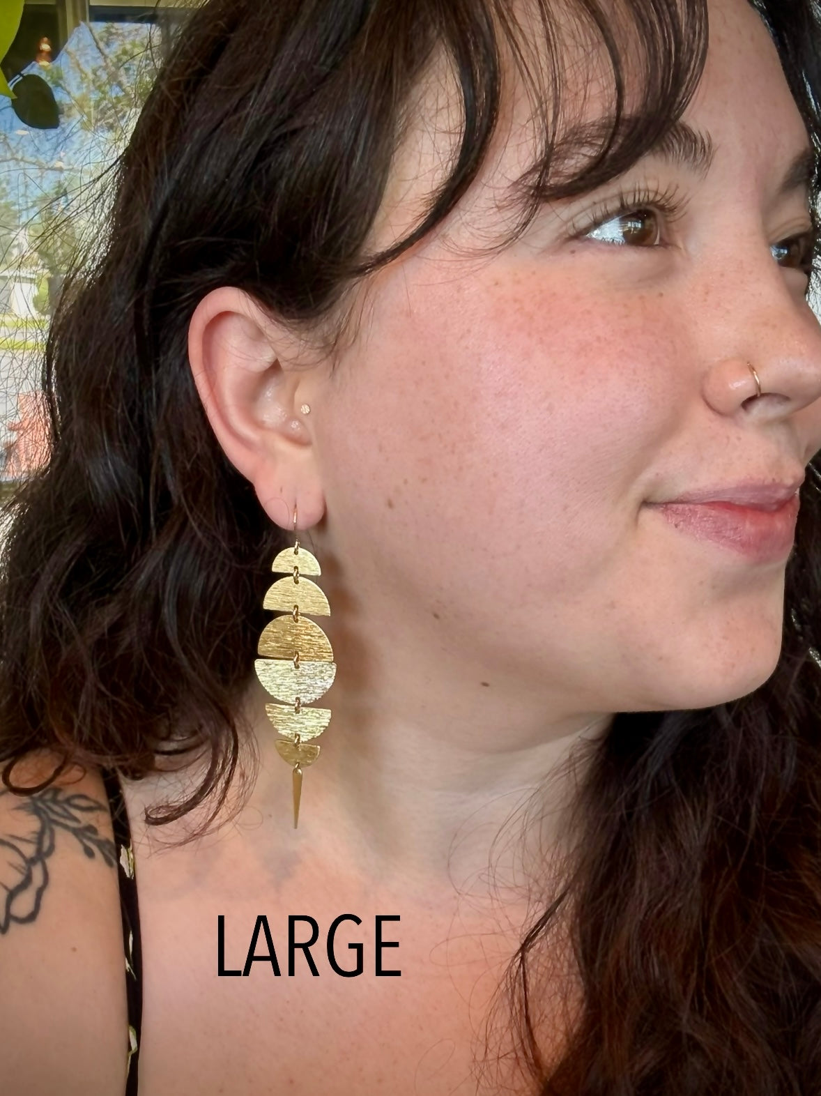 •MOON STACK - LARGE• gold dangle earrings