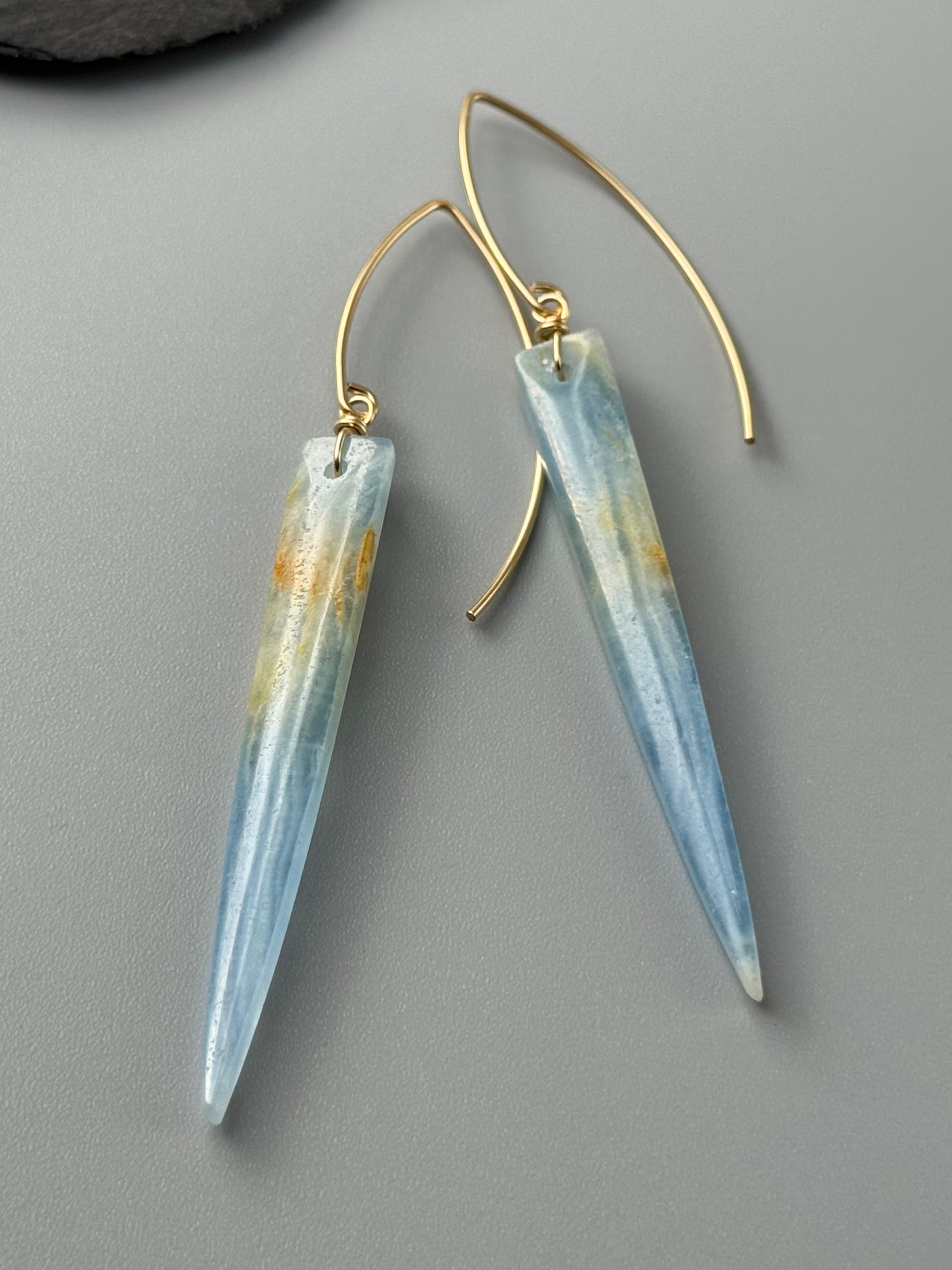 •STRAY• blue calcite + gold earrings