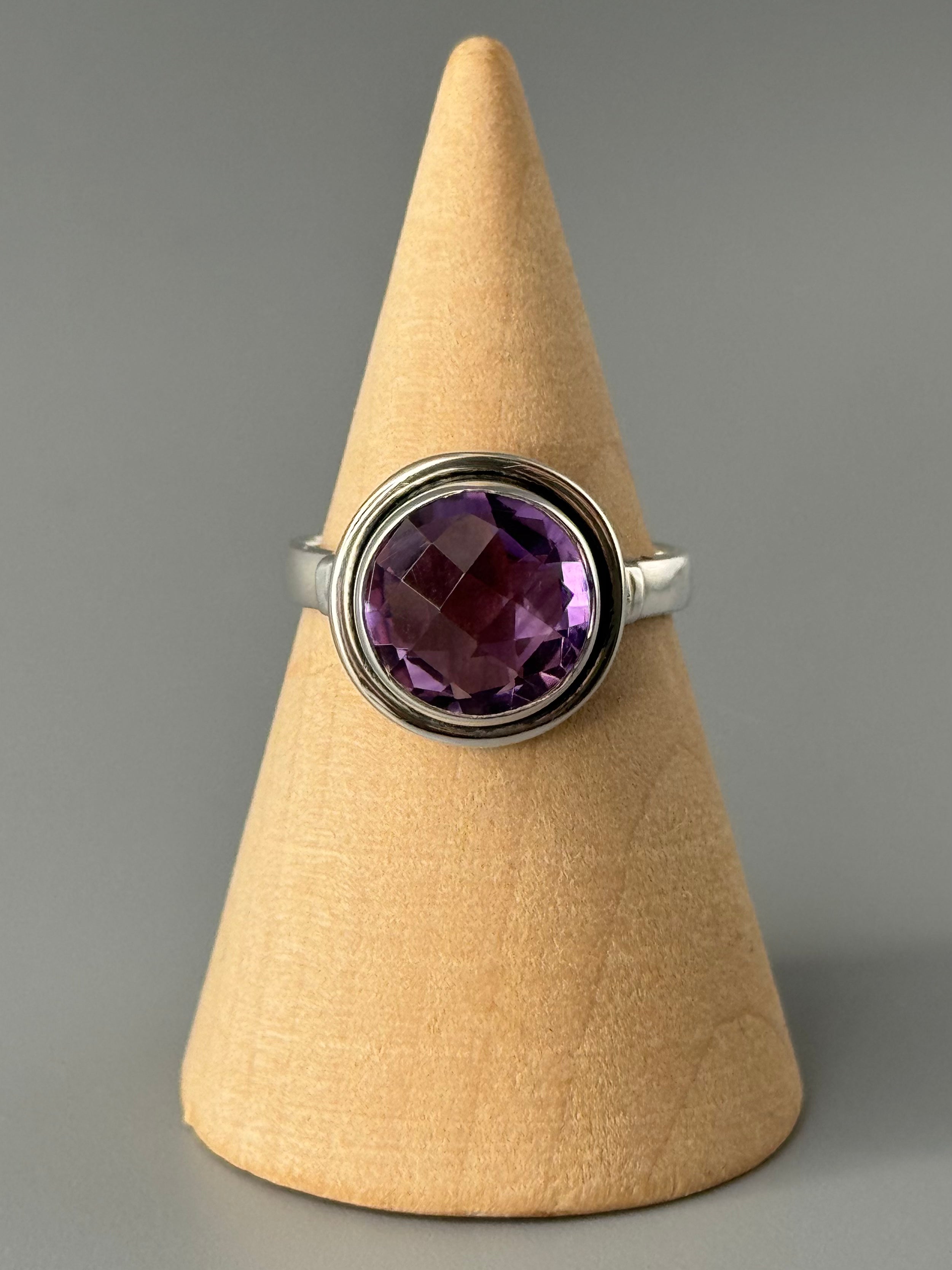 •AMETHYST - DOME• double bezel silver ring (various sizes)