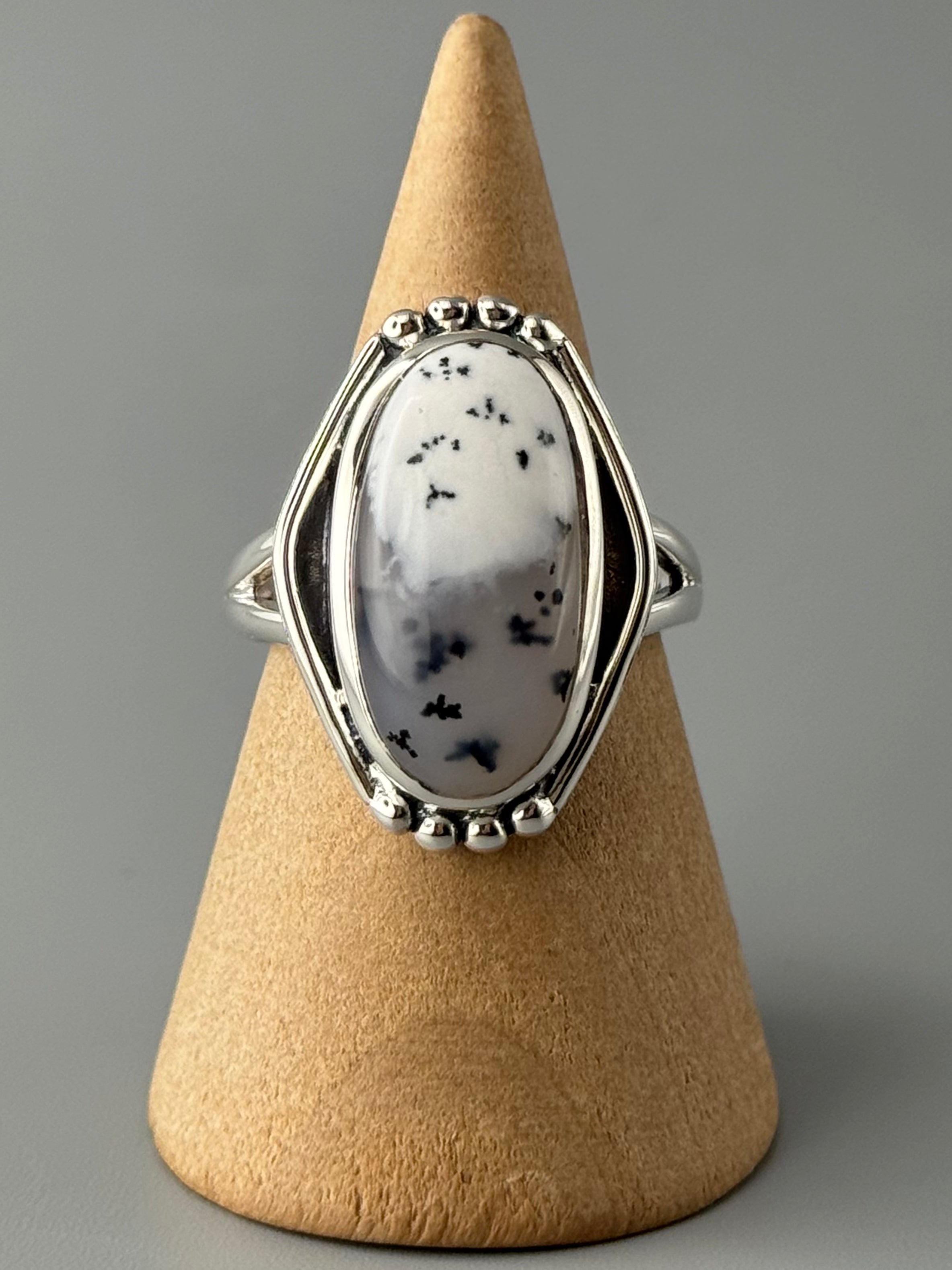 •DENDRITIC OPAL - POLARITY• split band silver ring (various sizes)