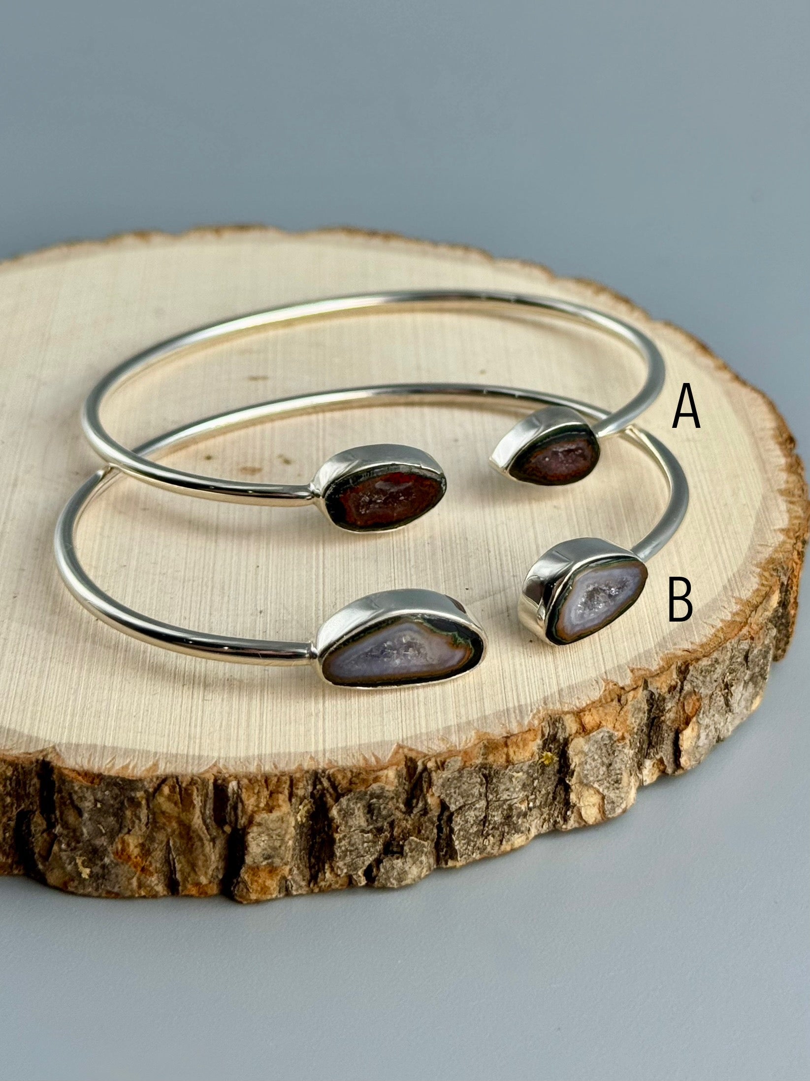 •GEODES• coconut druzy + silver twist-on cuff bracelet