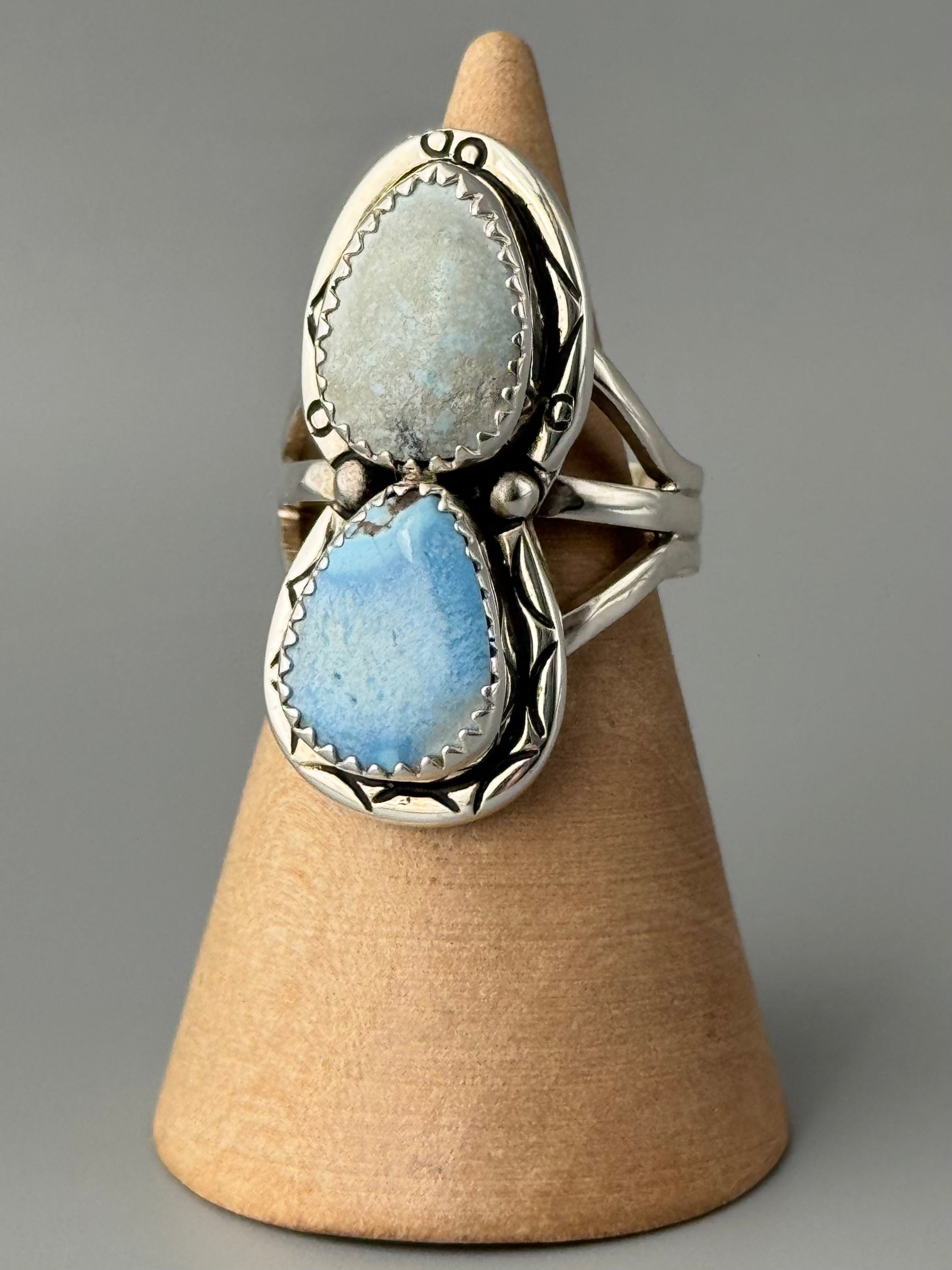 •GOLDEN HILL TURQUOISE - NAAKI• Navajo silver ring (size 6.25)