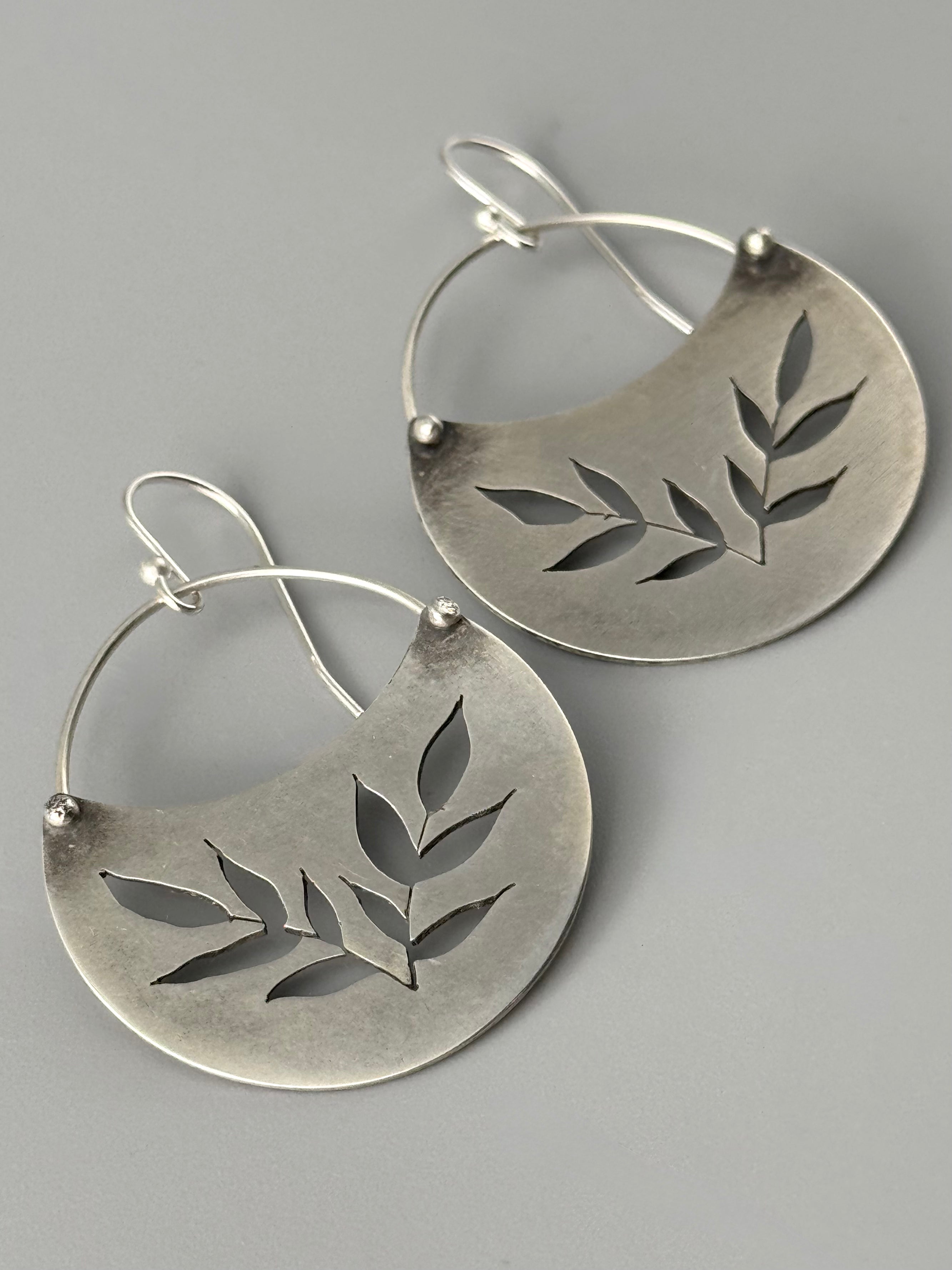 •SWEETGRASS CRESCENT• silver dangle earrings