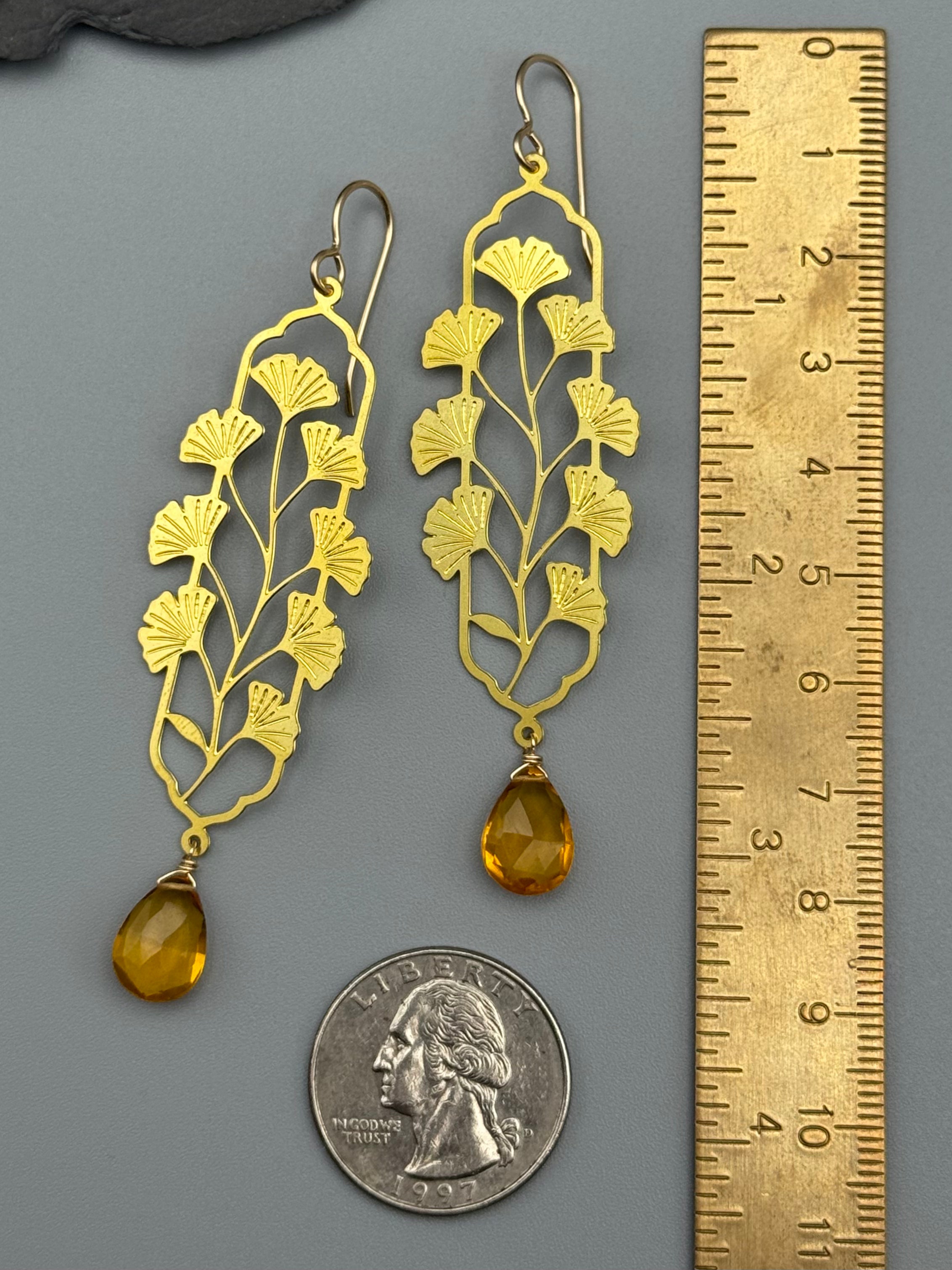 •KIKUBO• citrine + gold earrings