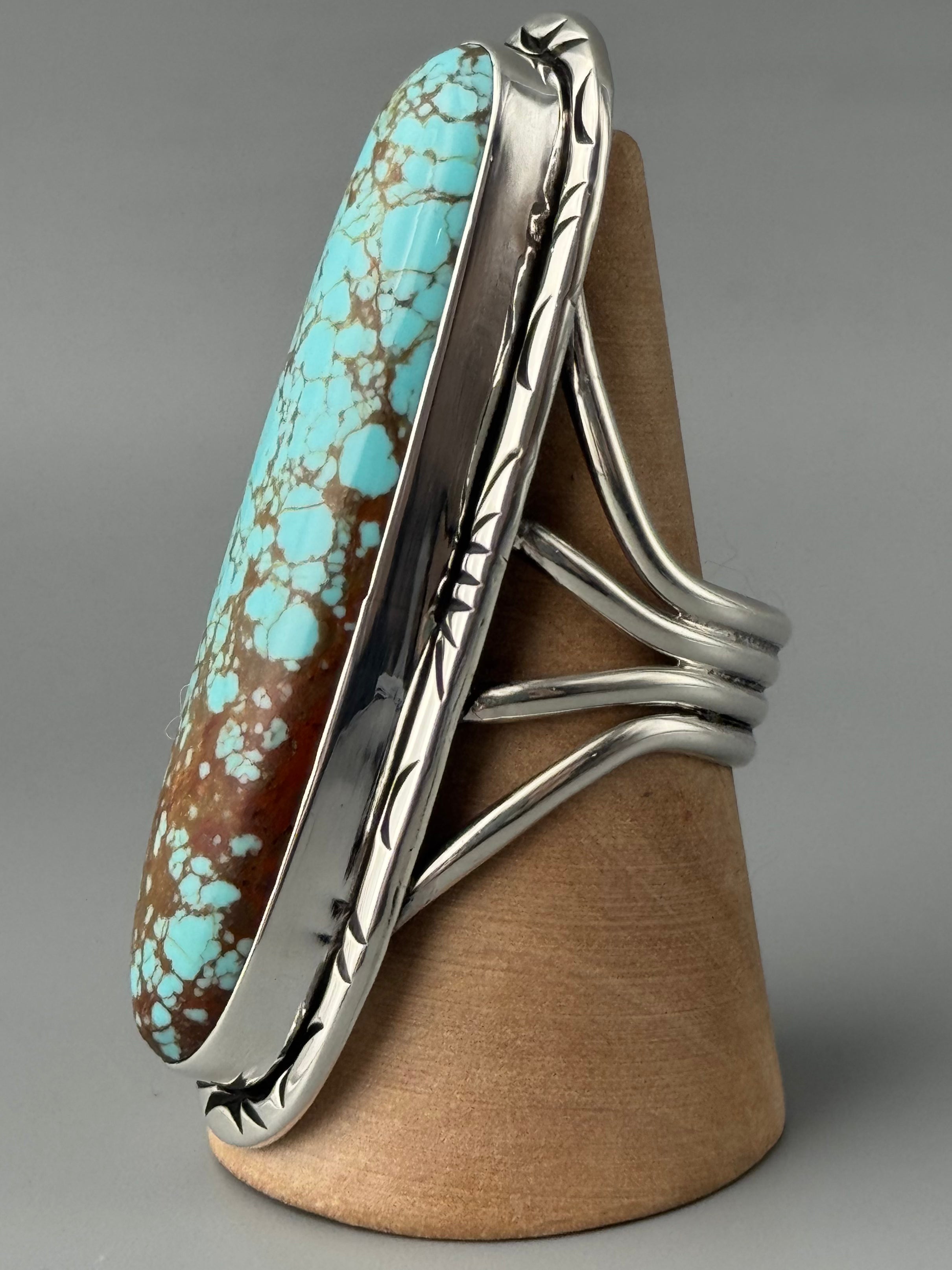 •#8 TURQUOISE - AZHÍ• Navajo silver ring (size 10)