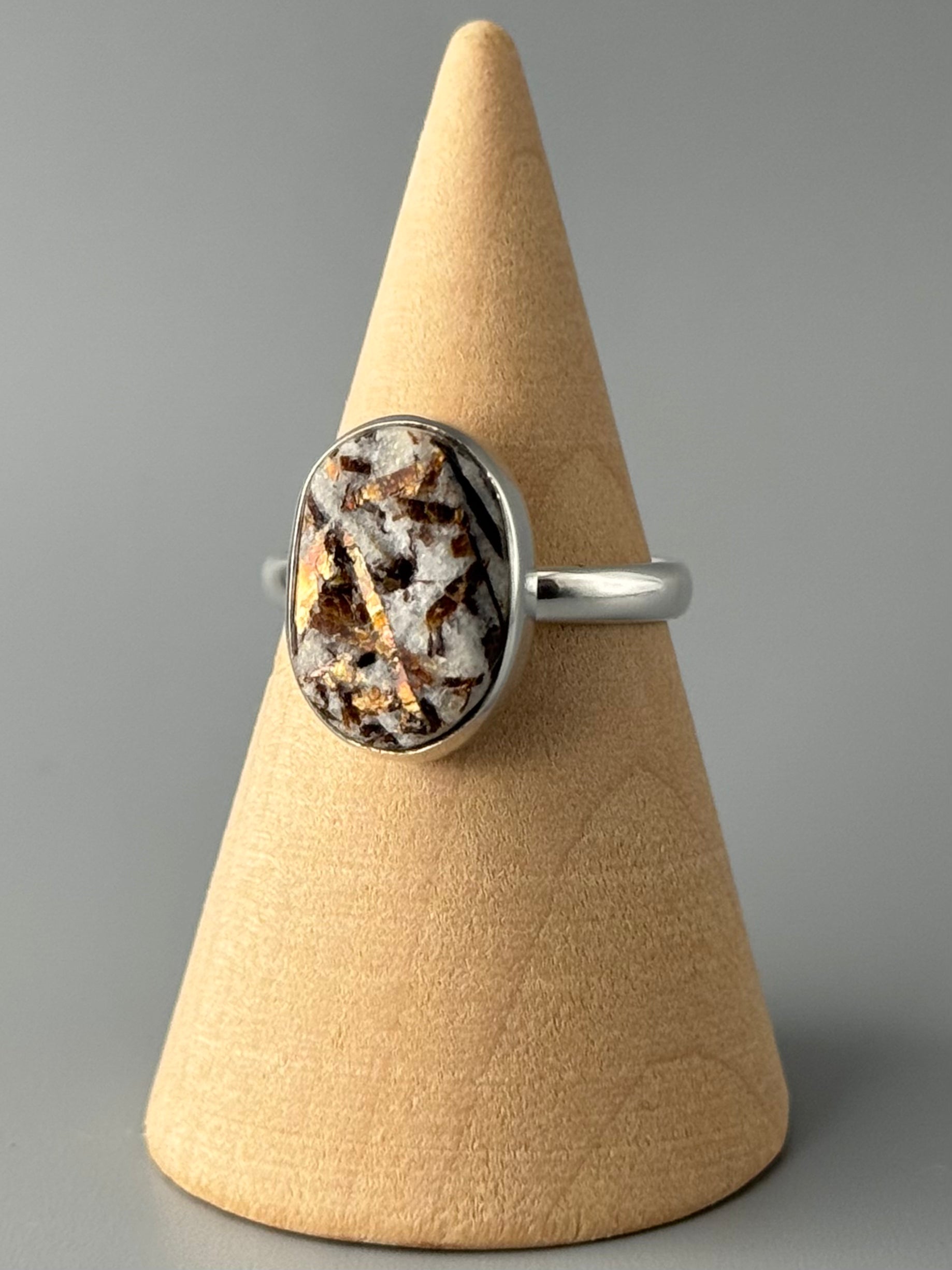 •ASTROPHYLLITE - OVAL• simple bezel silver ring (size 7)