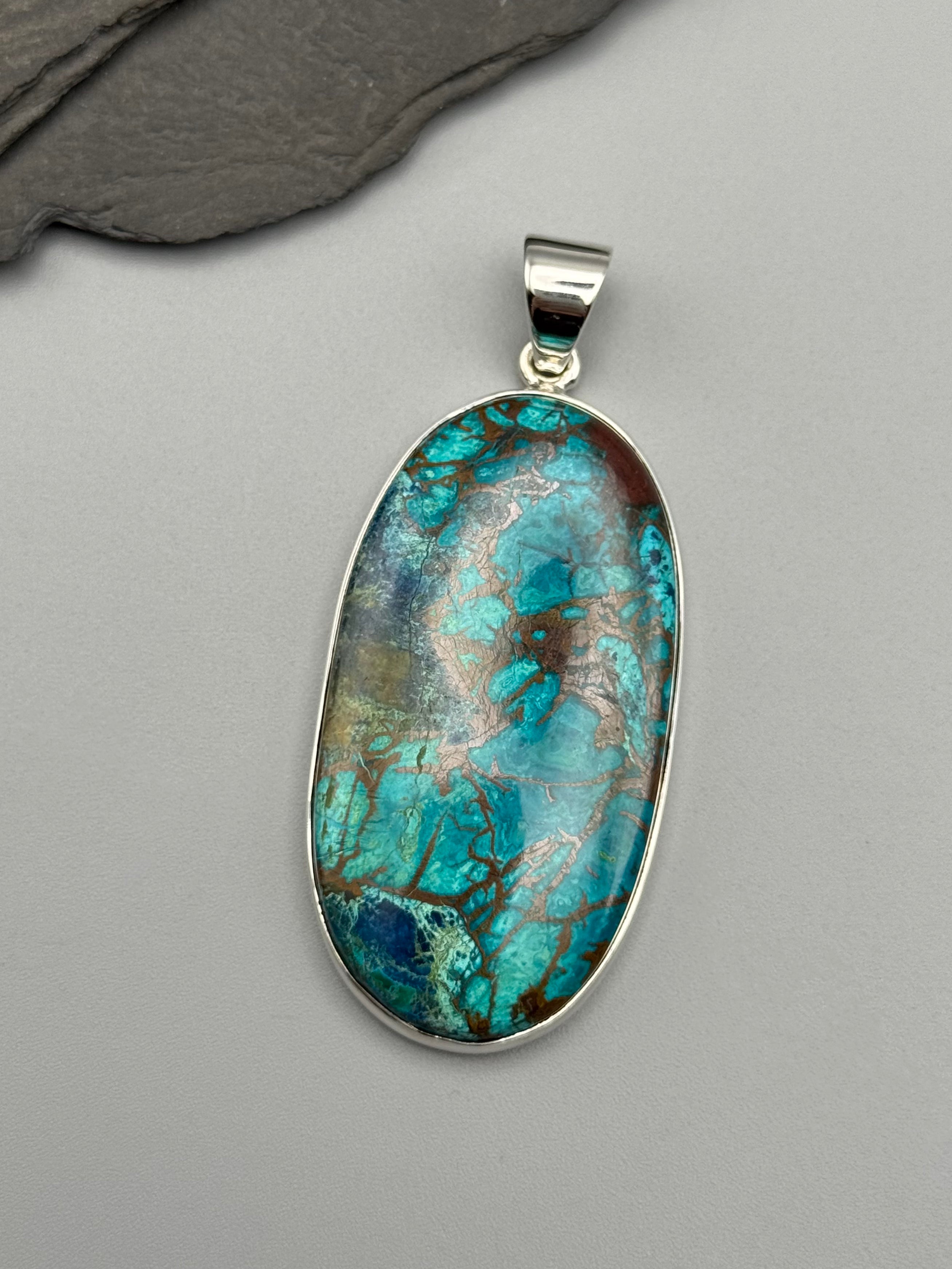 •SHATTUCKITE - LARGE OVAL• sterling silver pendant