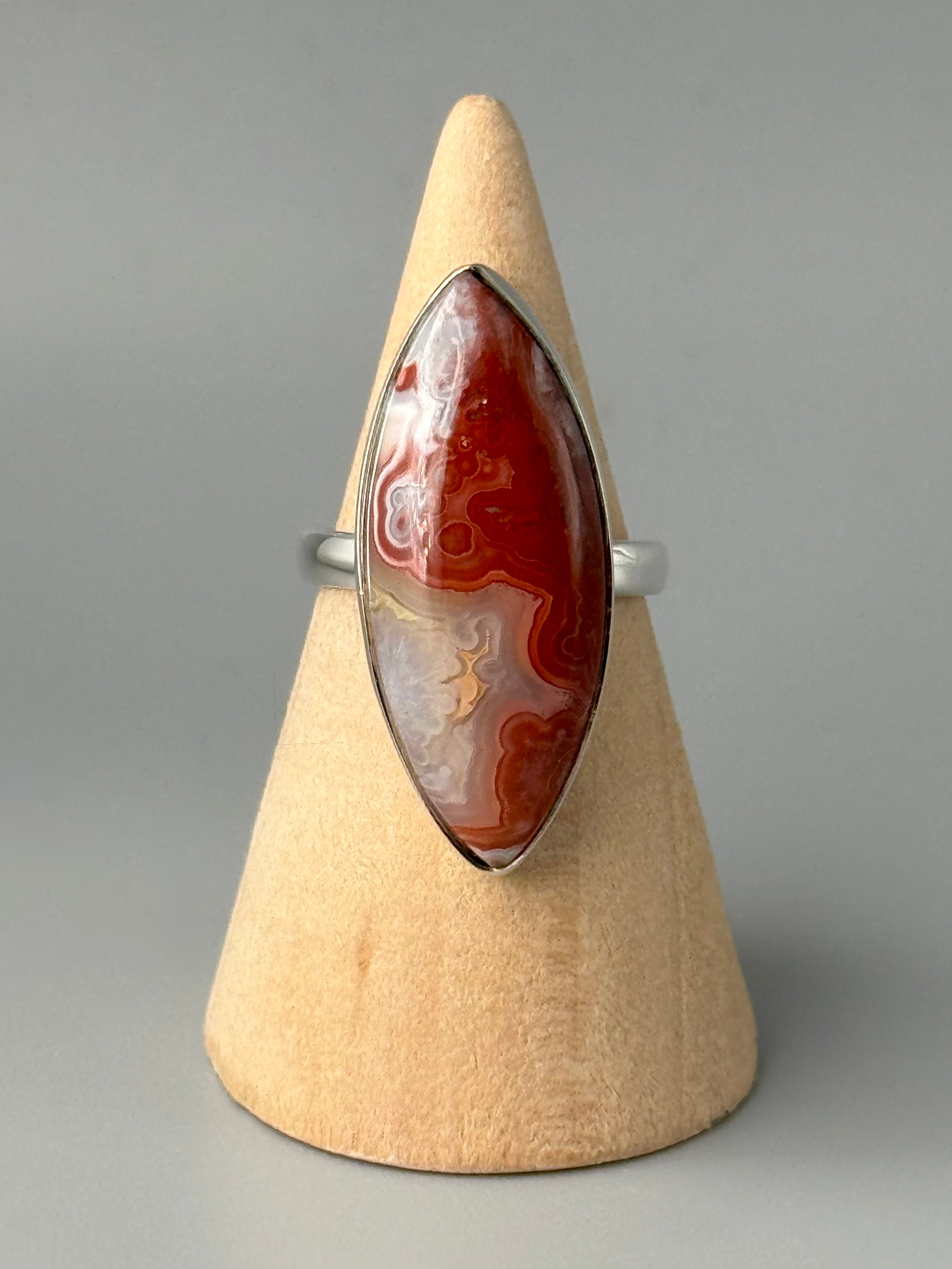 •CRAZY LACE AGATE - EYE• silver ring (size 7)