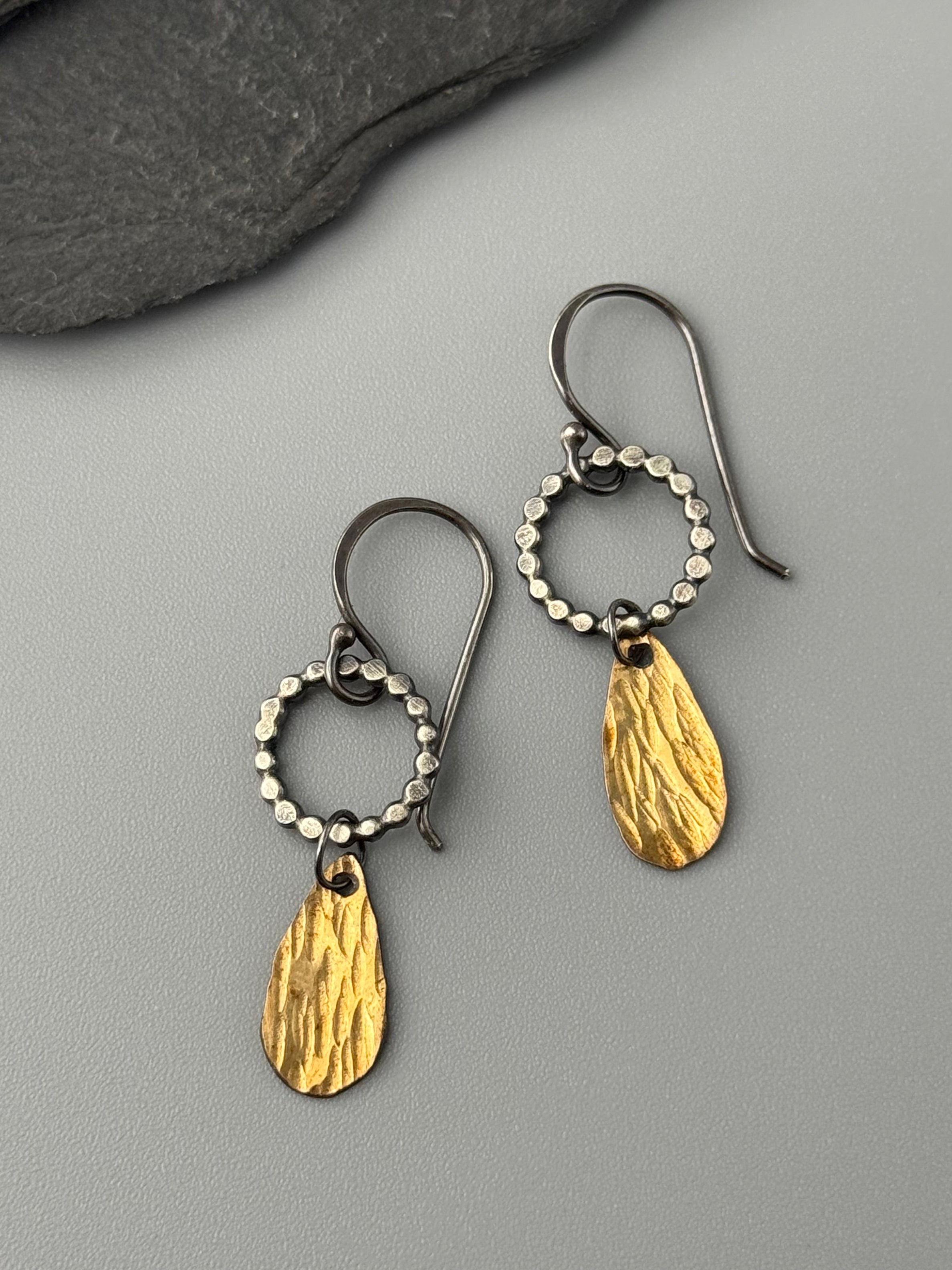 •DROPS• mixed metal dangle earrings