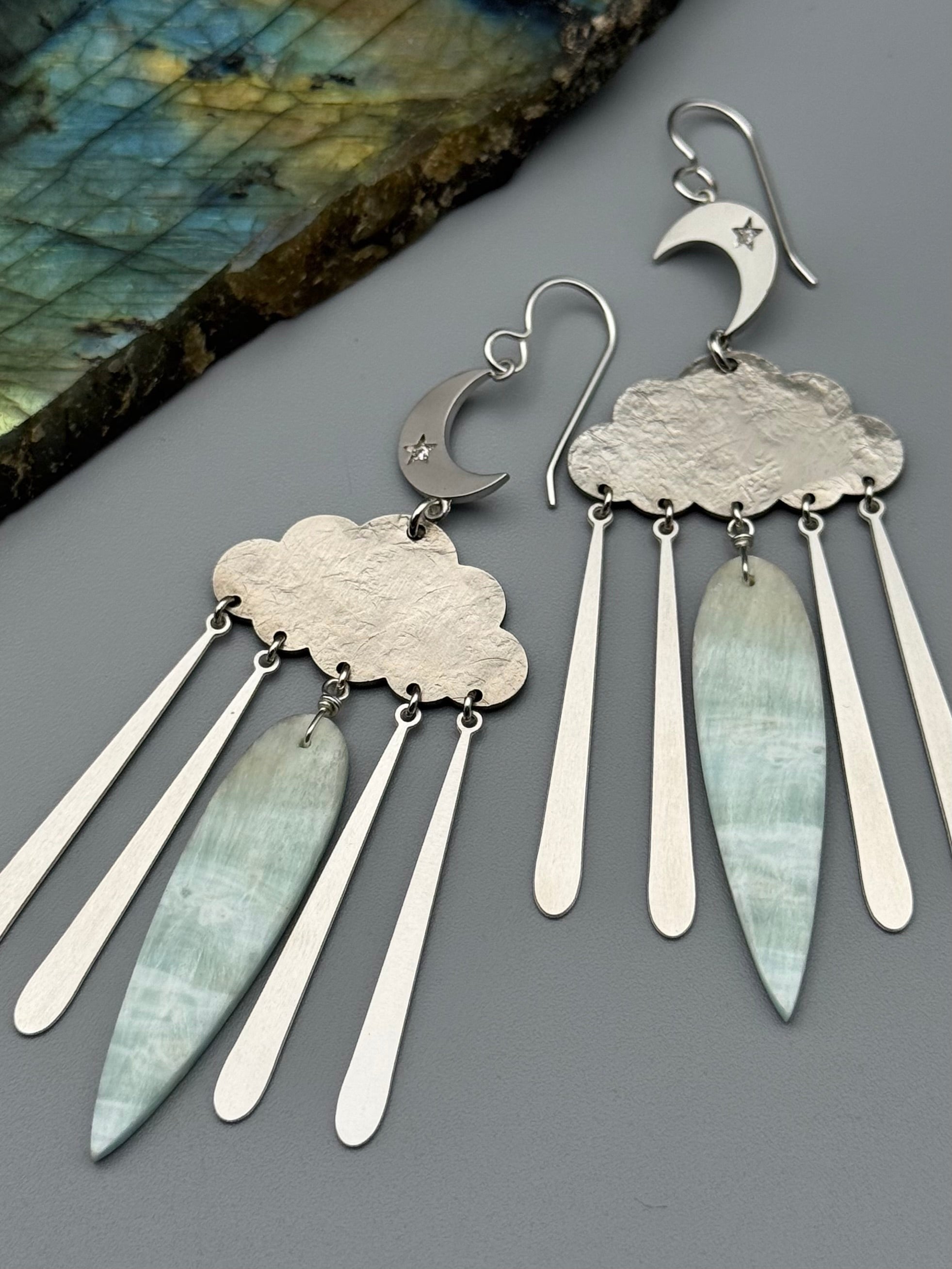 •LUNAR STORM• amazonite + silver earrings