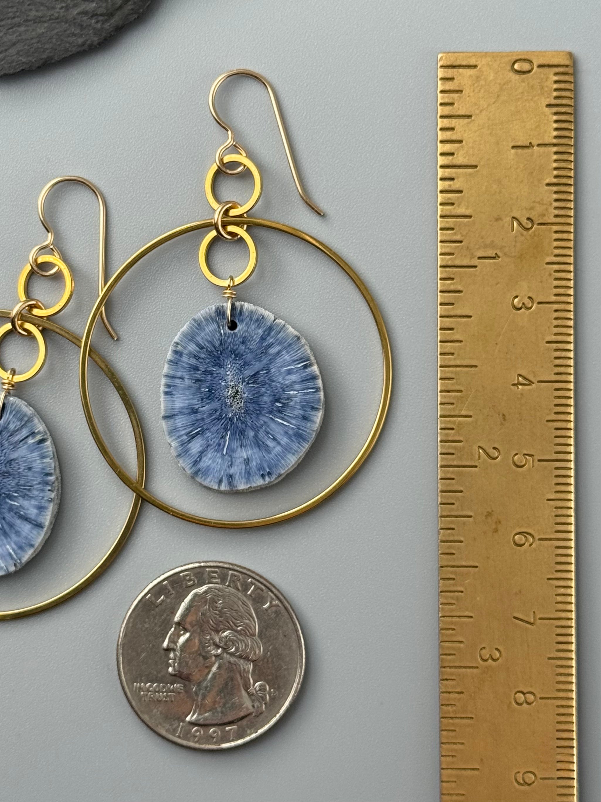 •EQUA-LUNA• fossilized coral + gold earrings