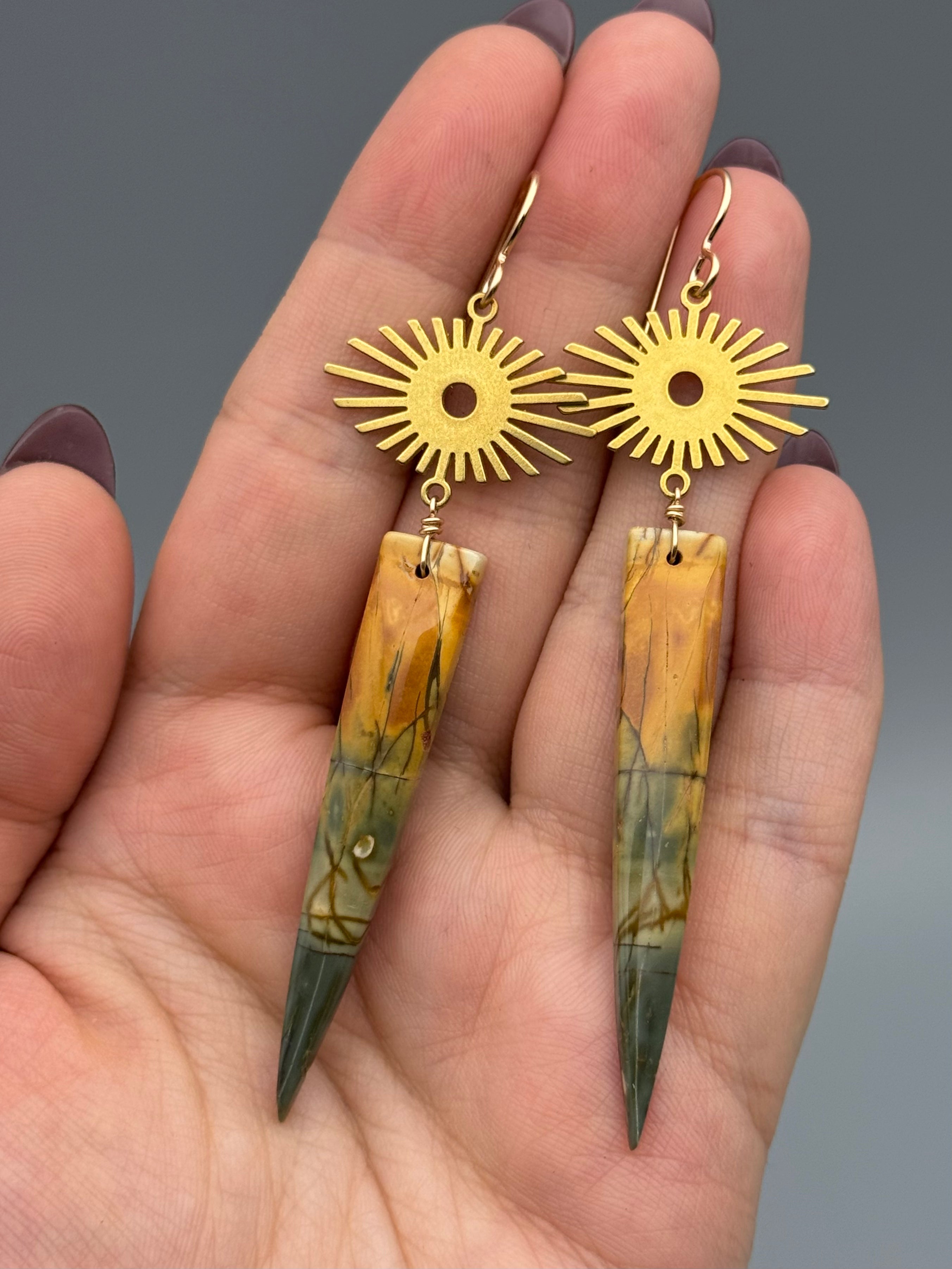 •EYE SHINE• red creek jasper + gold earrings