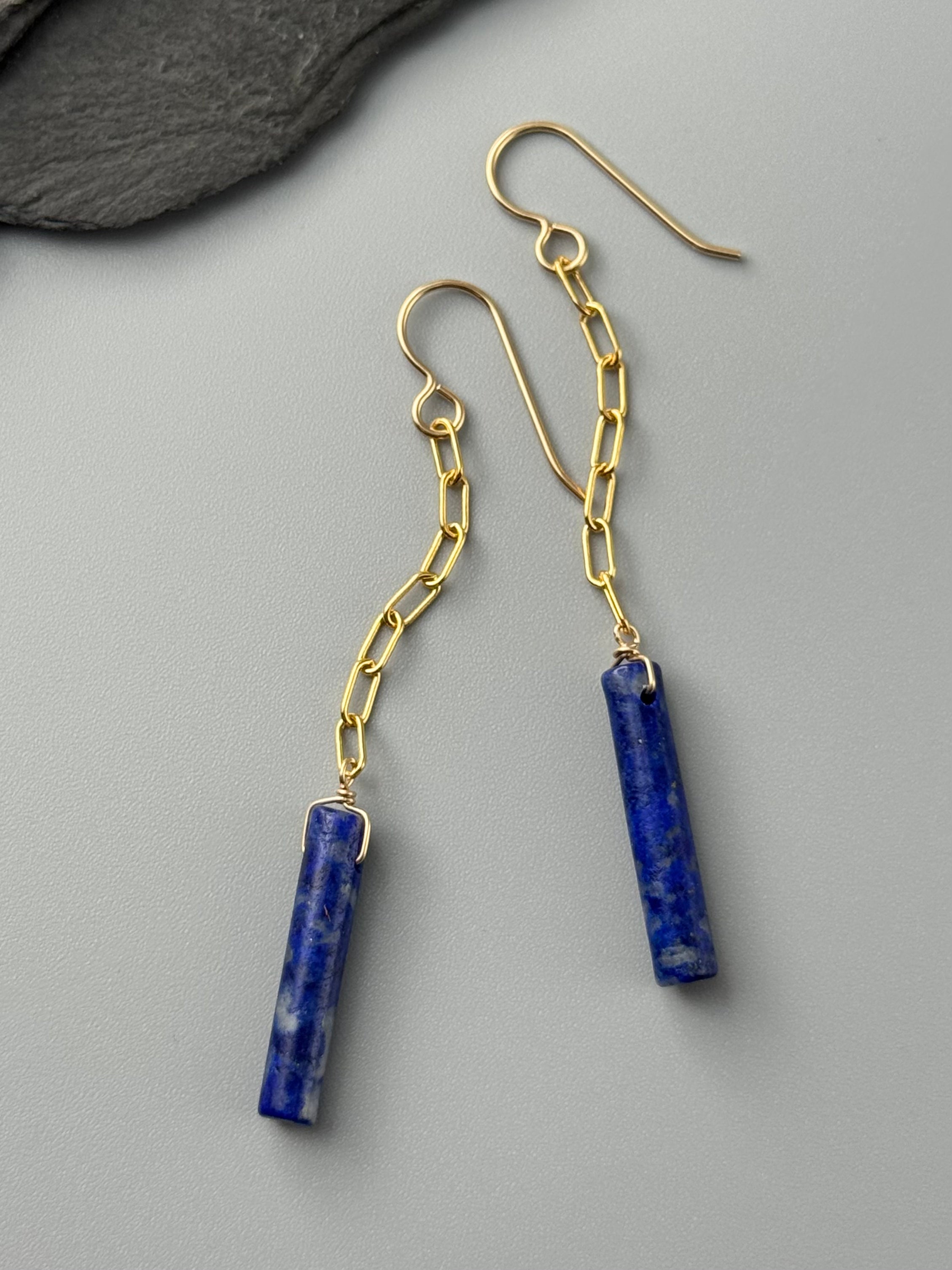•LINKED• lapis lazuli + gold earrings