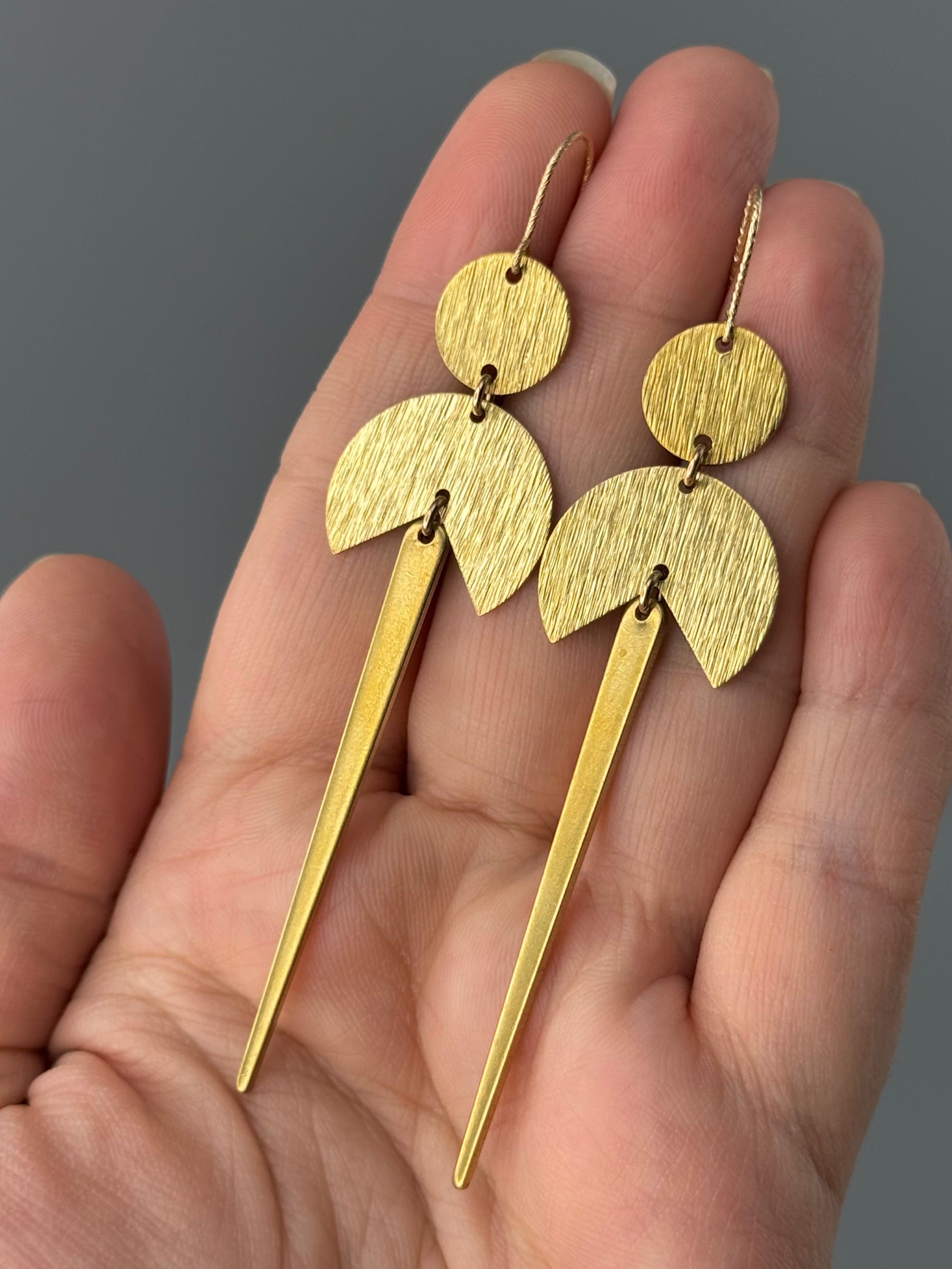 •PACMAN DAGGERS• gold dangle earrings