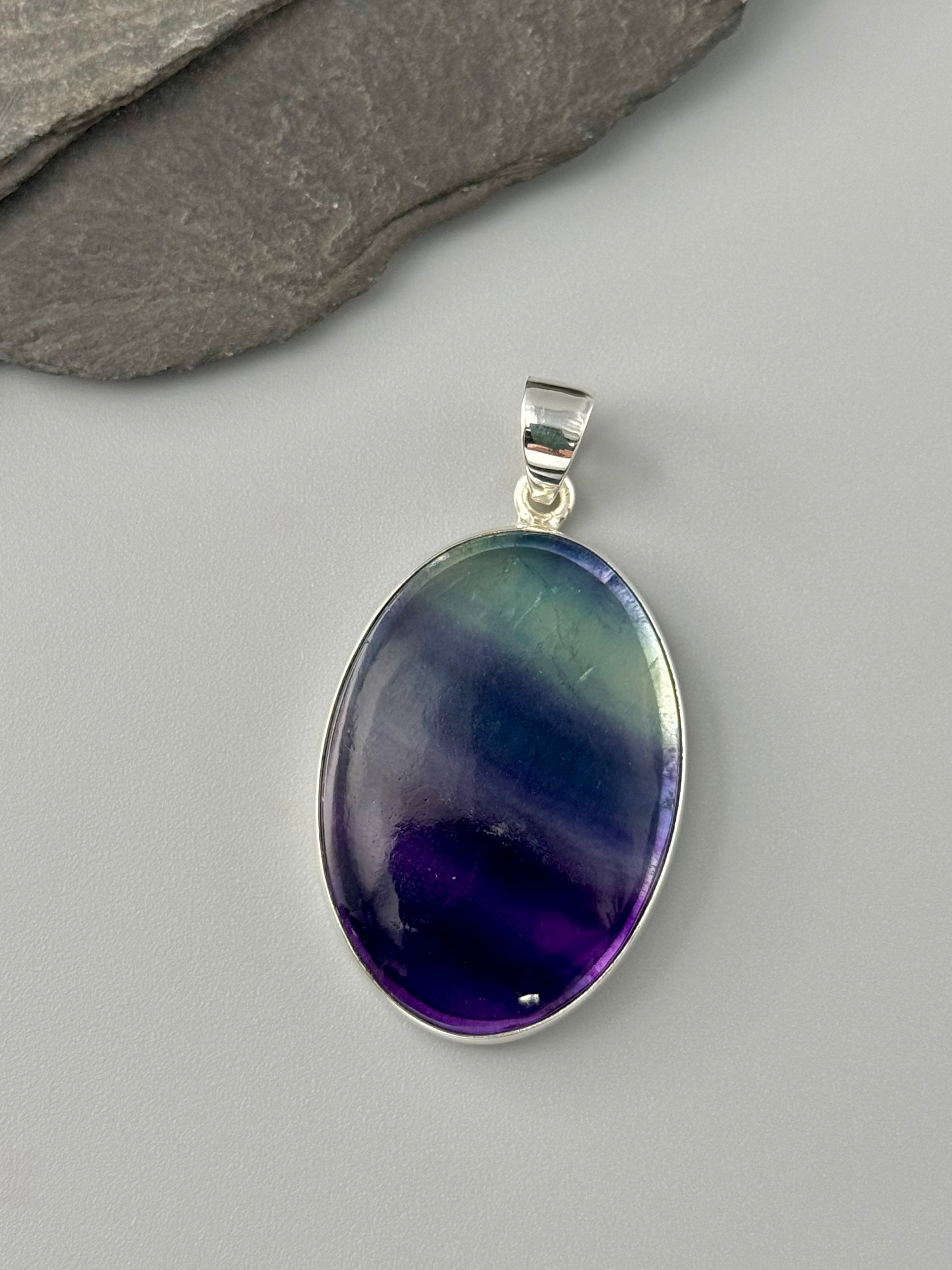 •FLUORITE OVAL - 1• sterling silver pendant