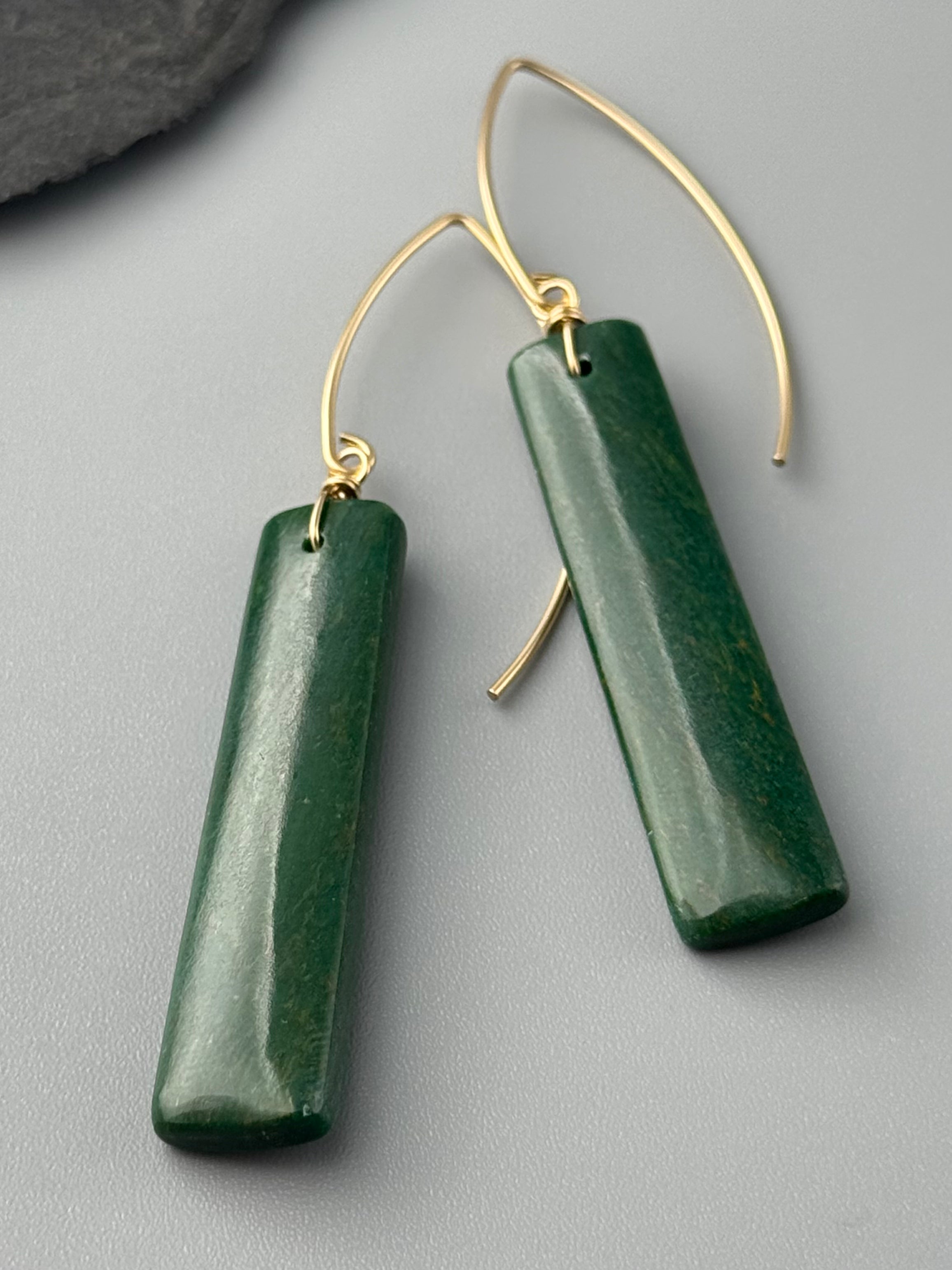 •STRAY• new jade + gold earrings