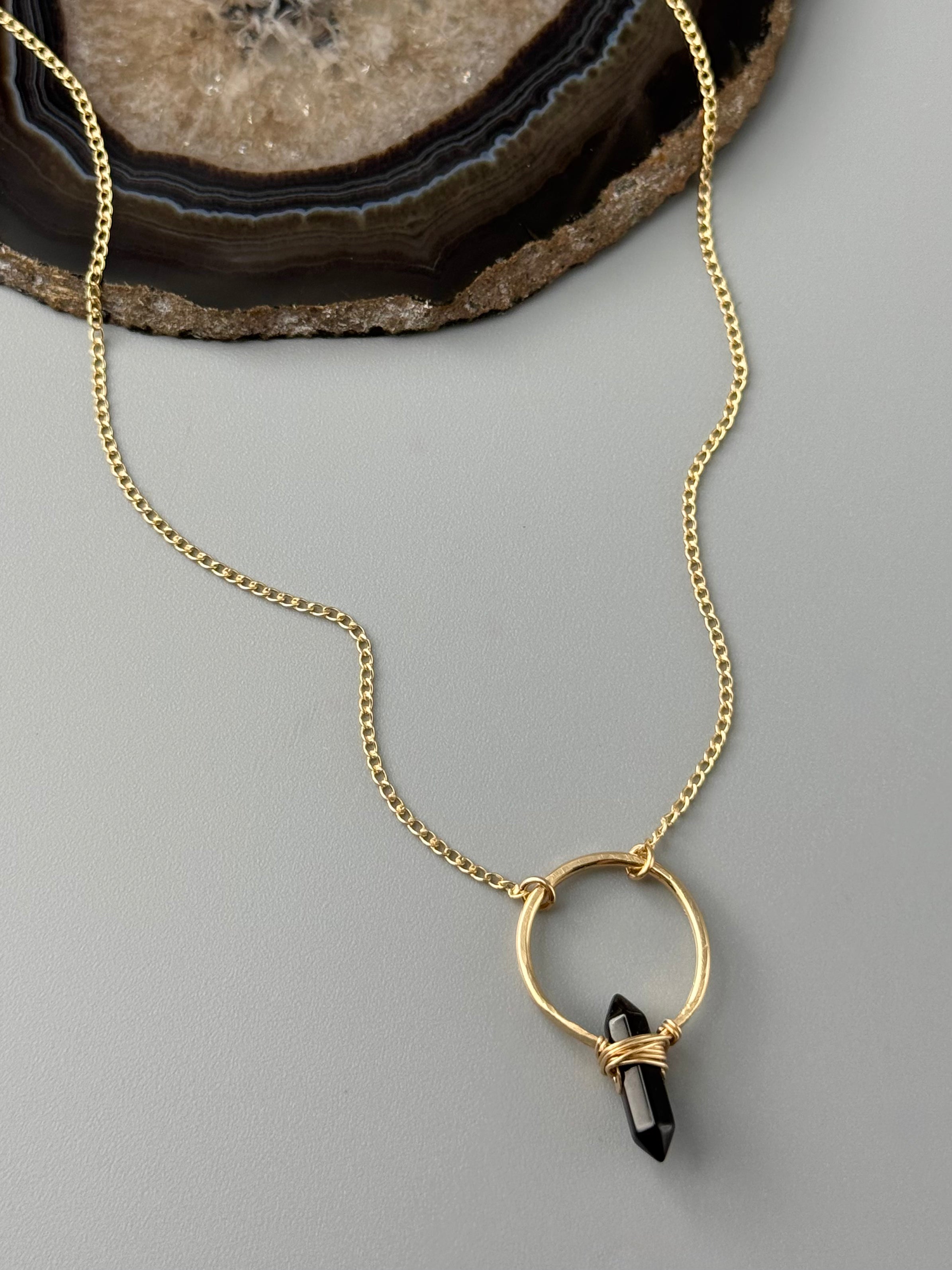 •CREST• obsidian + gold necklace (various lengths)