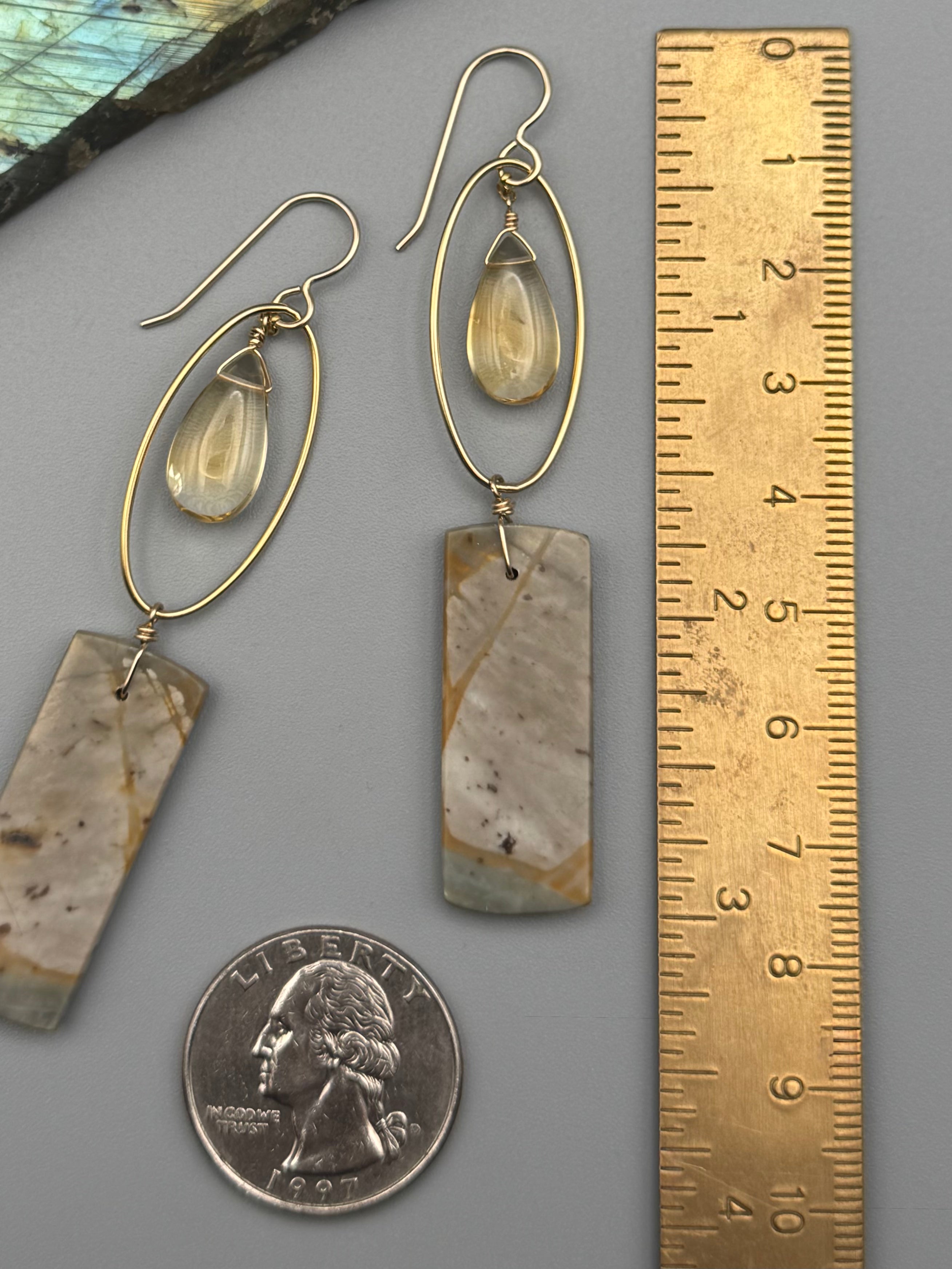 •LUNA• citrine + jasper gold earrings