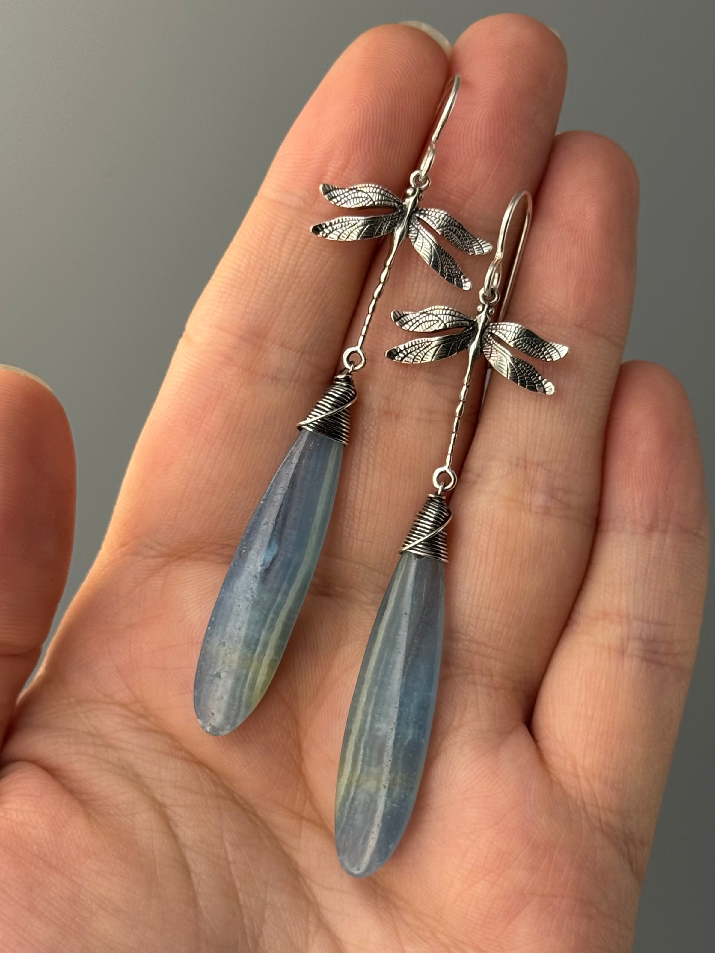 •ODONATA• blue calcite + silver earrings