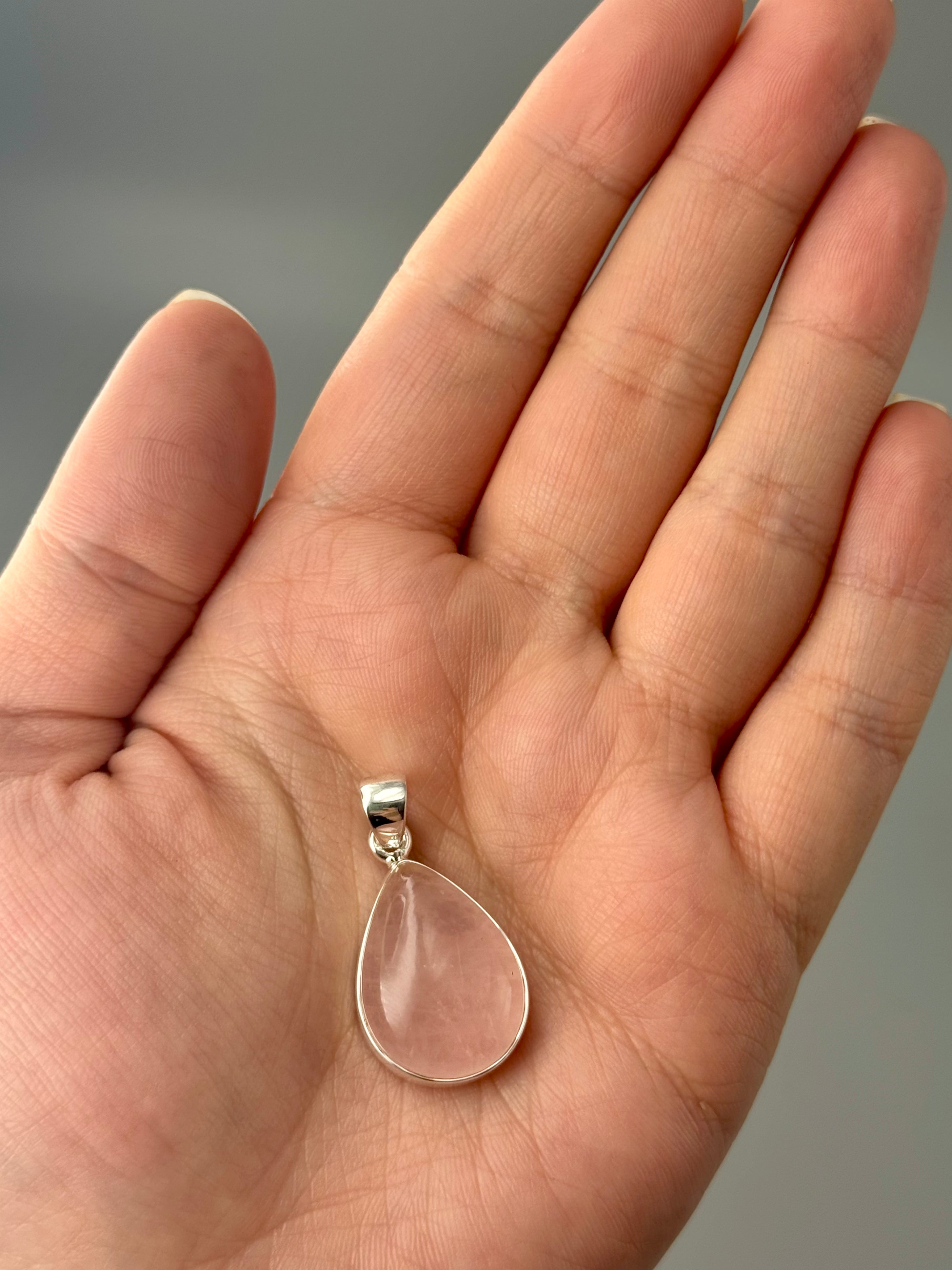 •ROSE QUARTZ - SMALL TEARDROP• sterling silver pendant