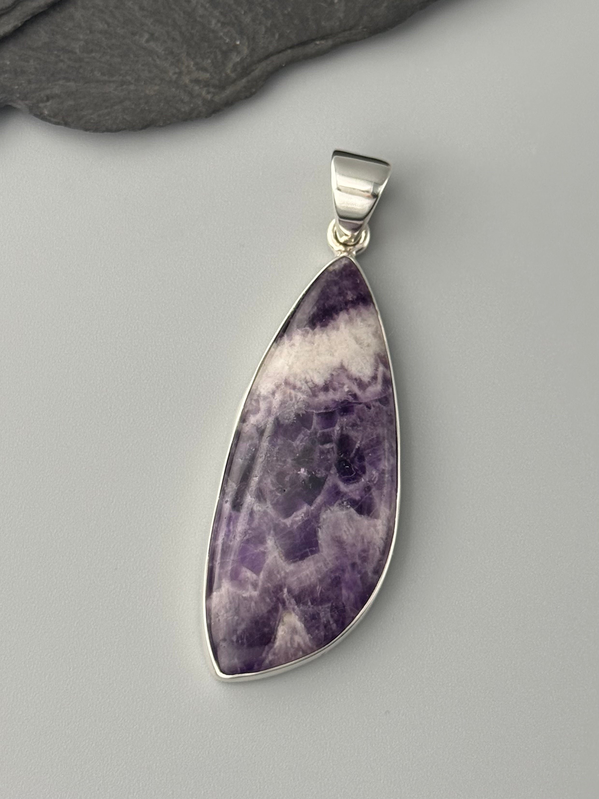 •CHEVRON AMETHYST - FREEFORM• sterling silver pendant