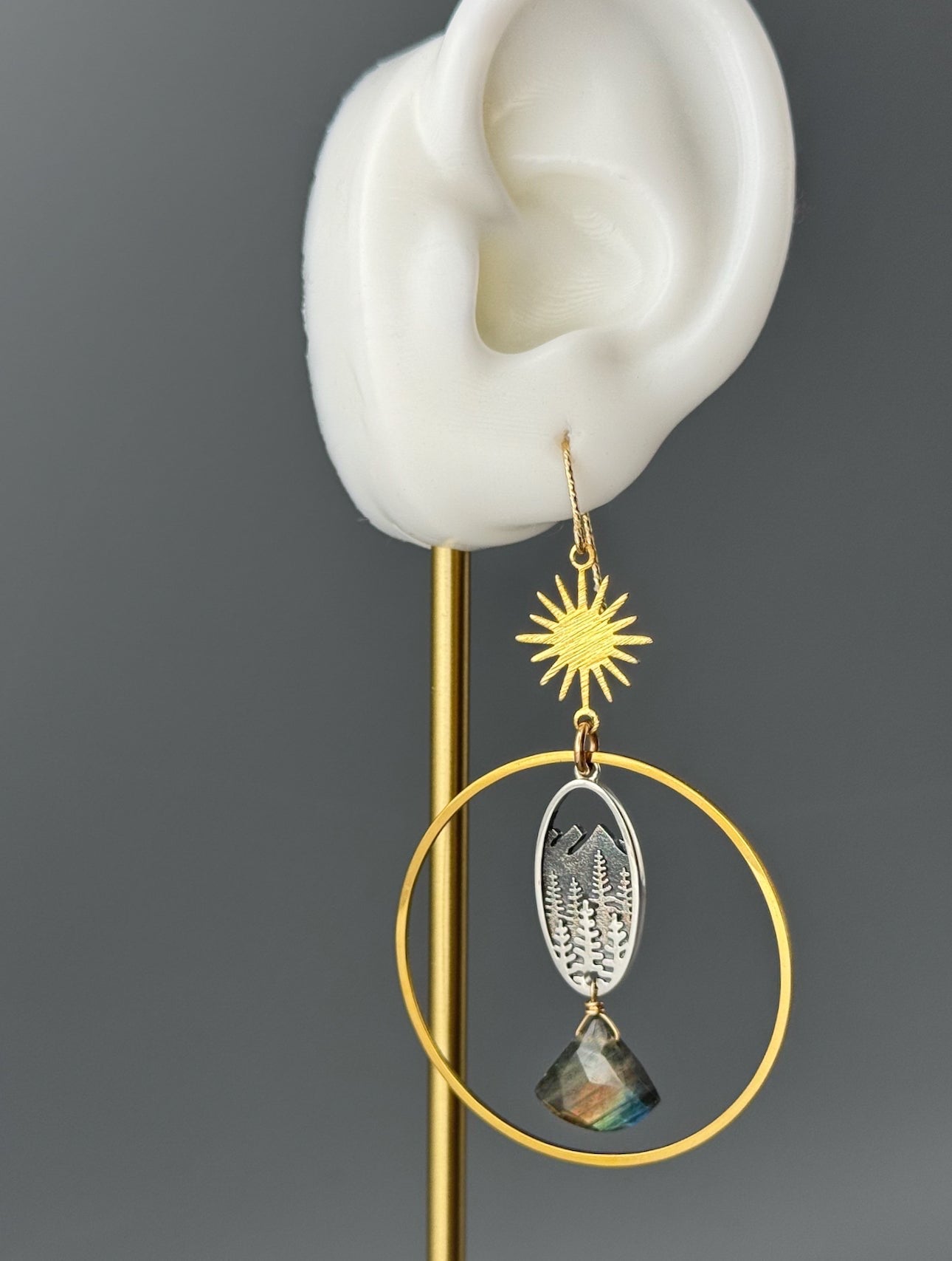 •SUNNY COVE HOOPS• labradorite + mixed metal earrings