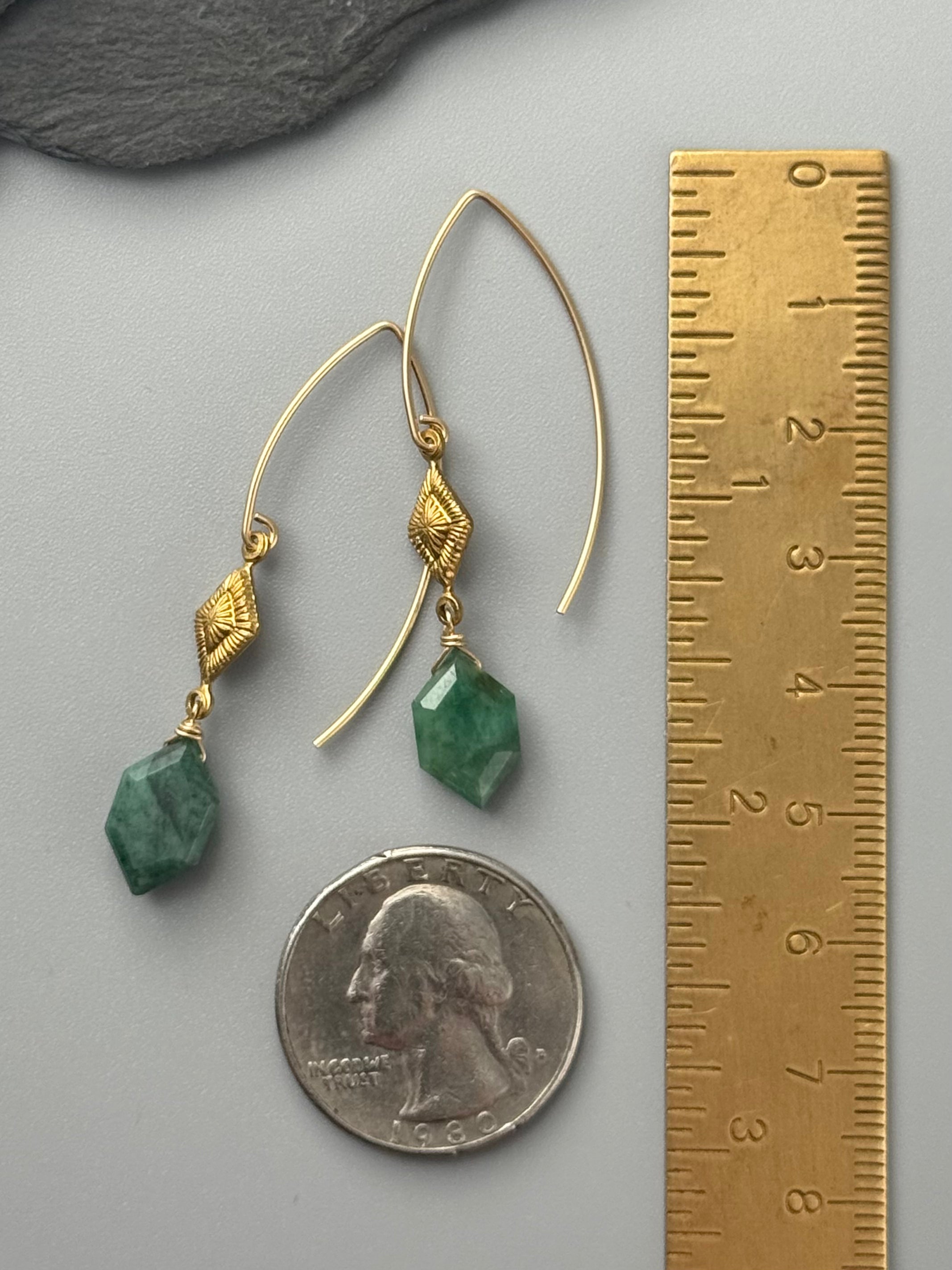 •AGATHA• emerald + gold earrings