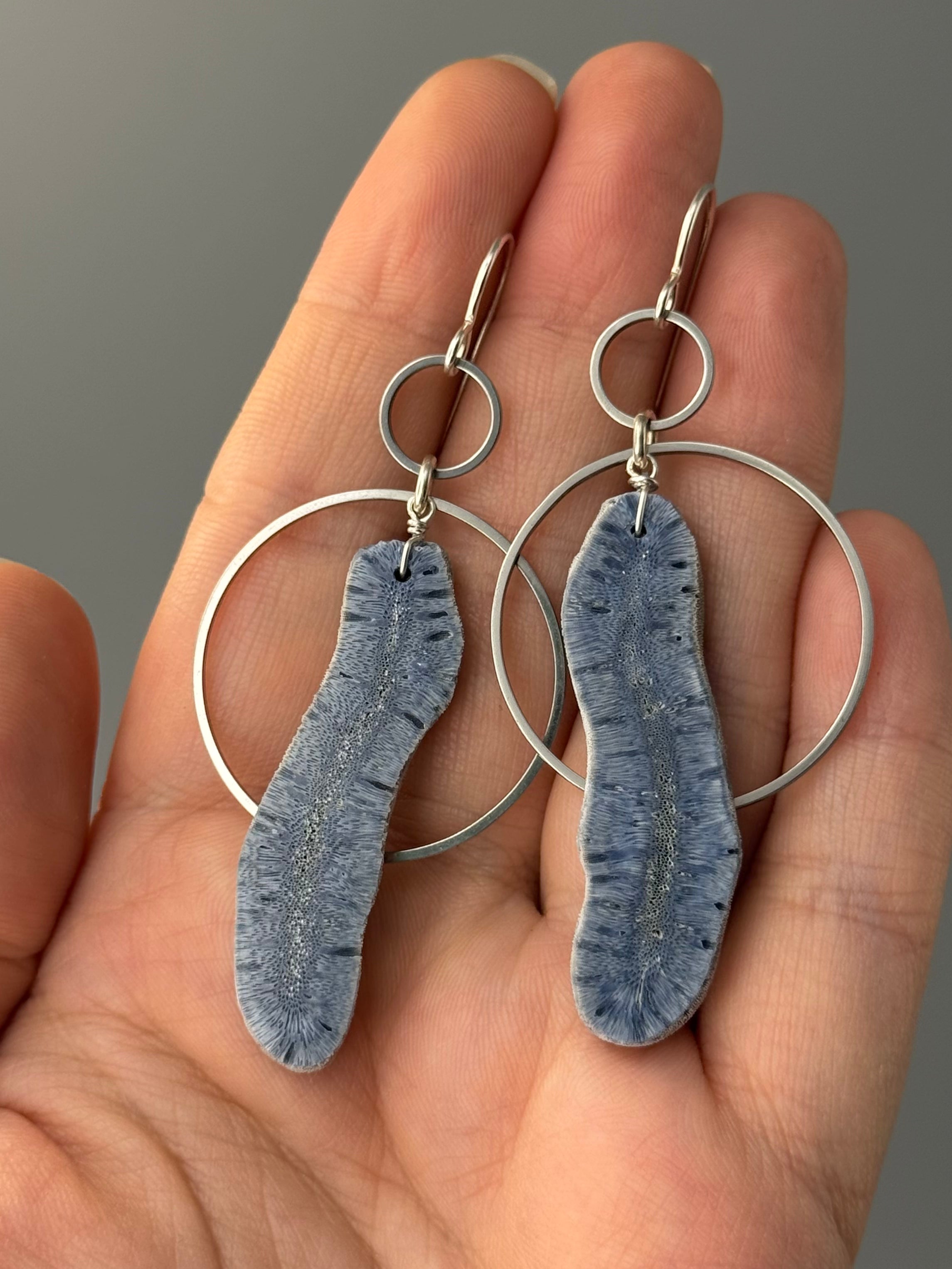 •EQUA-ORBIT• fossilized coral + silver earrings