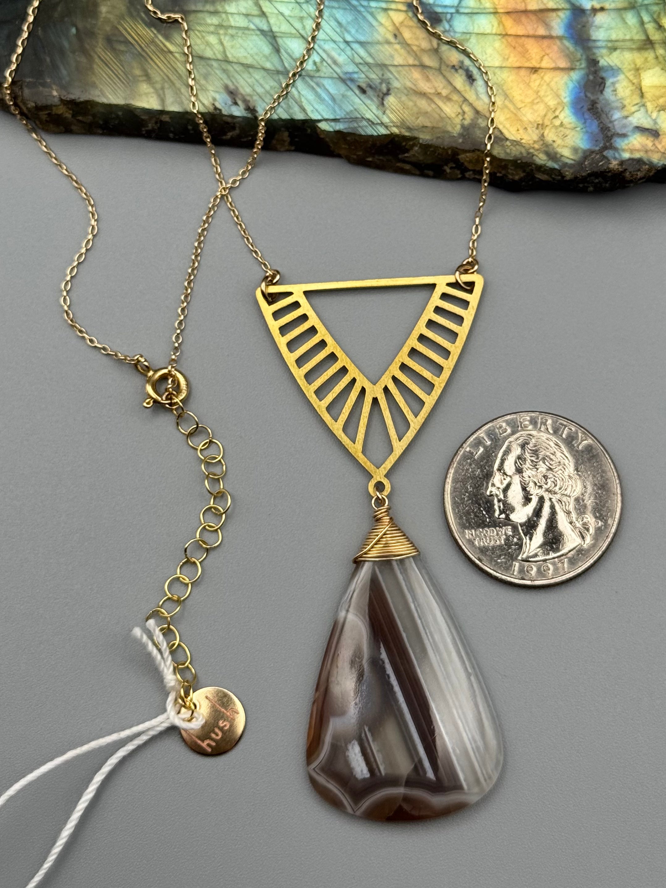 •INVOKE• botswana agate + gold necklace (16"-18" long)