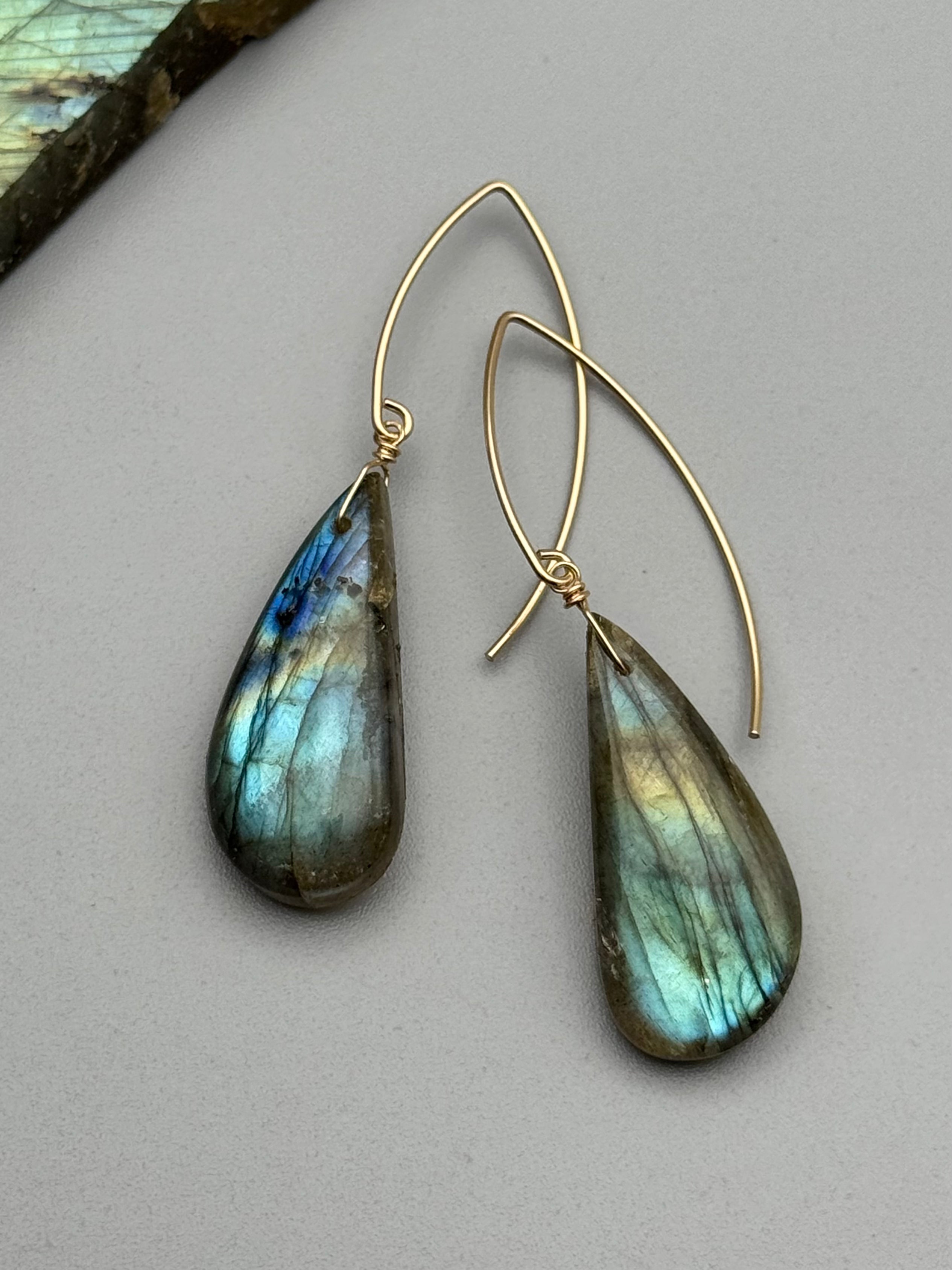 •STRAY• labradorite wing + gold earrings