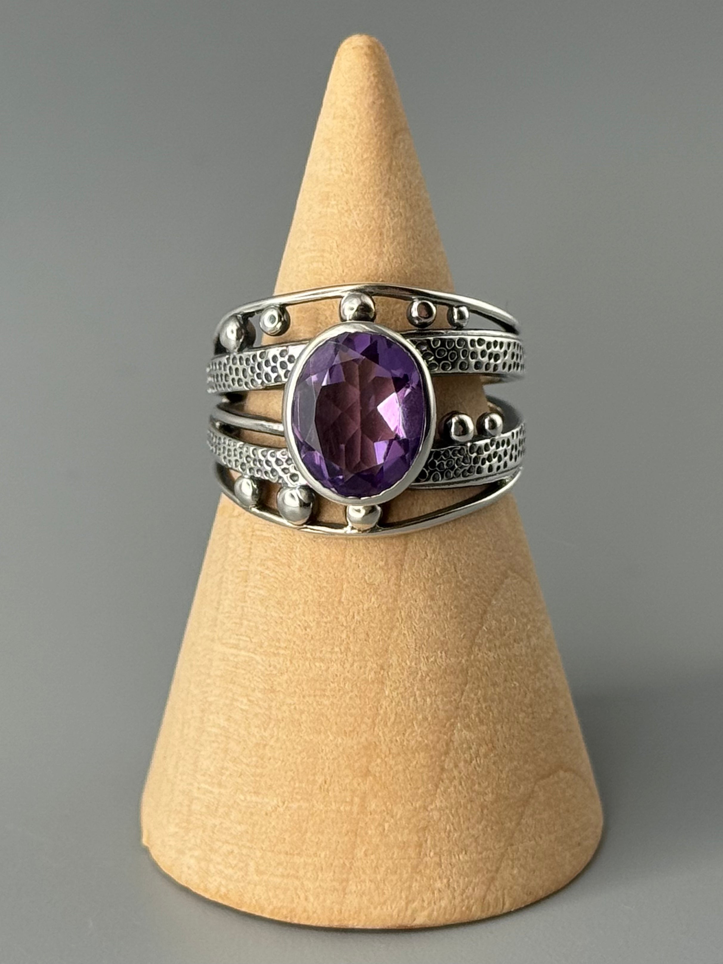 •AMETHYST - THE BENDS• multi-band silver ring (various sizes)